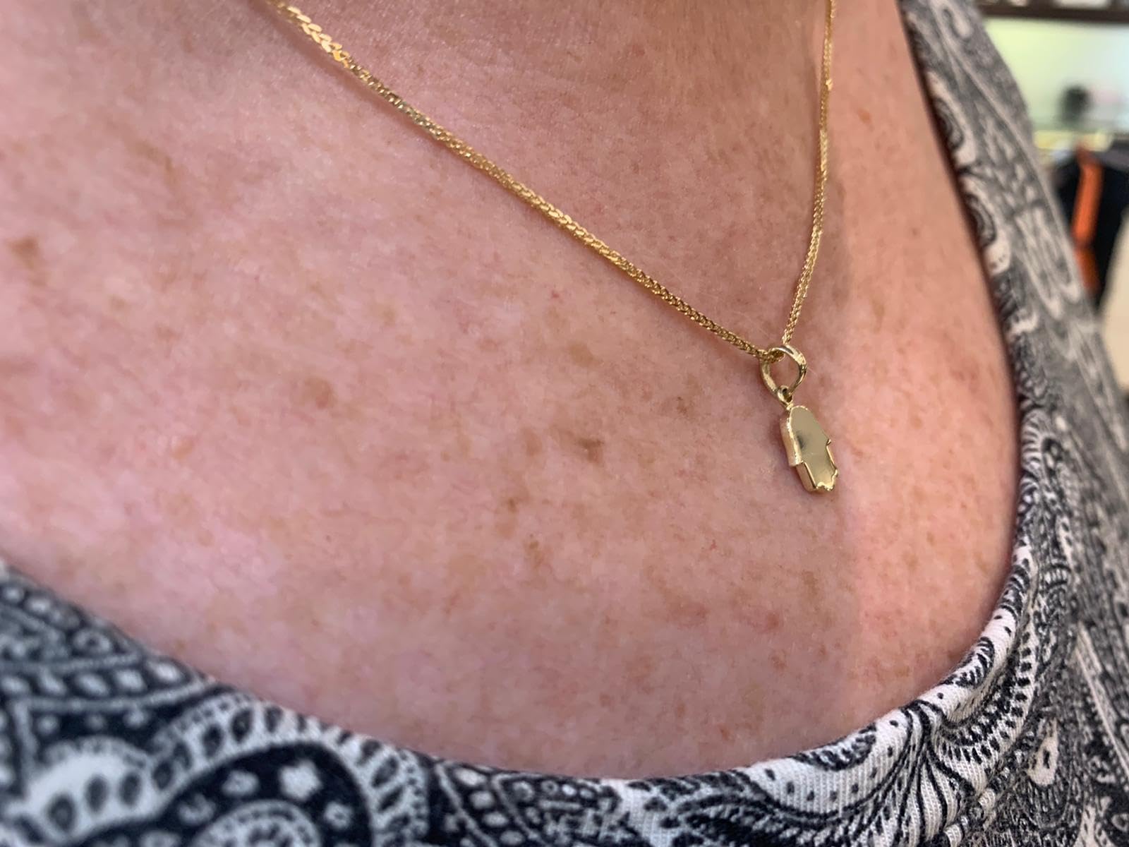 14K Yellow Gold Handmade Hamsa Pendant - Classic Clean Design for Good Luck & Protection - 10x7.3mm Jewish Jewelry - Perfect for Gifts, Daily Wear & Spiritual Occasions