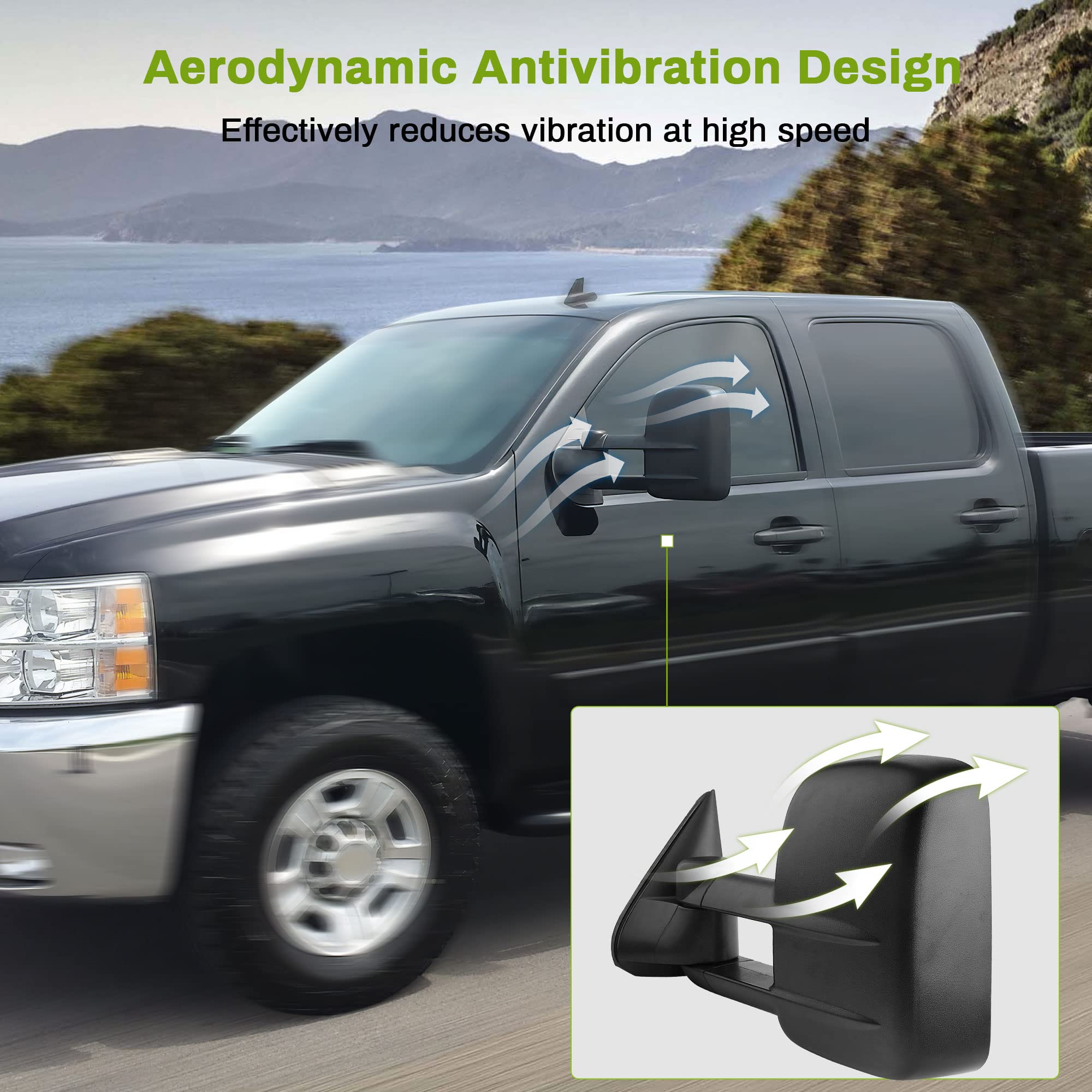 AUTOSAVER88 Manual Telescoping Towing Mirrors for 1999-2007 Chevy Silverado & GMC Sierra 1500/2500/3500 (07 Classic Only) | Fits 2000-2006 Suburban Tahoe Yukon | Durable Side Tow Truck Mirrors for Enhanced Visibility & Safety | Perfect for Towing, Camping & Off-Road Adventures