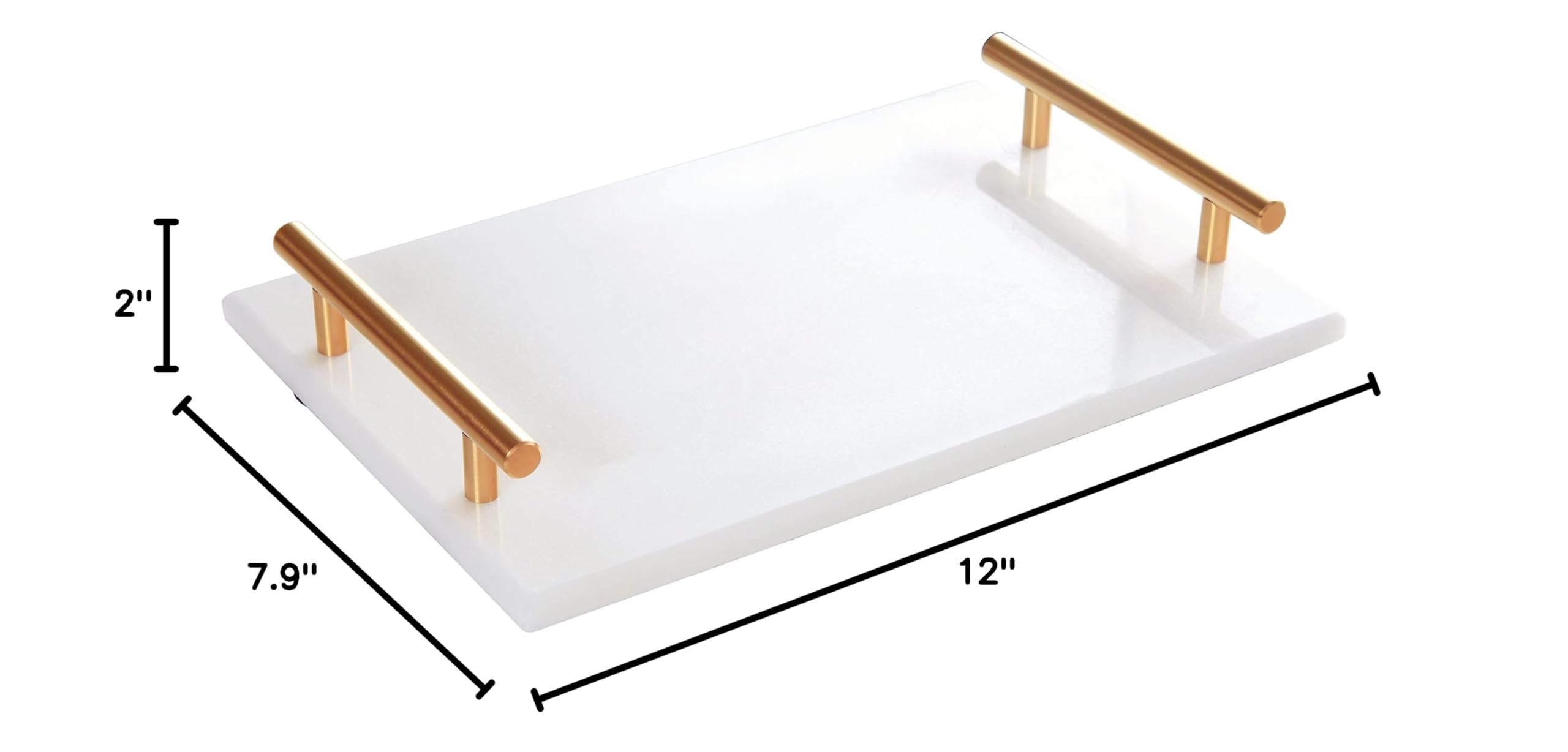 Luxury White Marble Tray with Gold Handle - 11.8