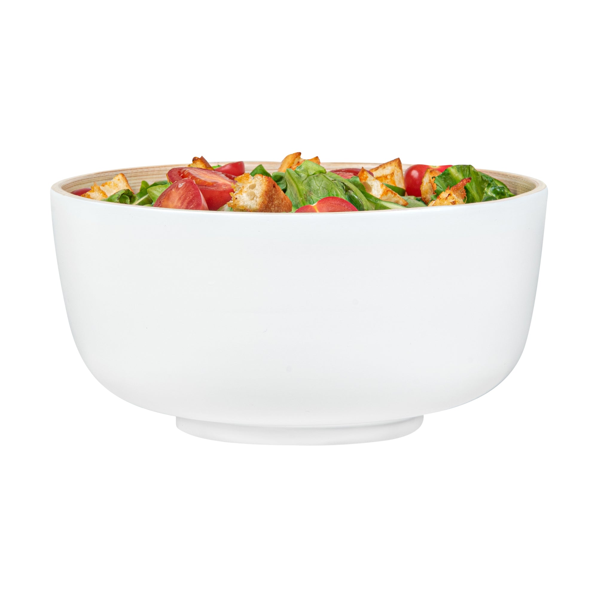 Bambuddha 15 oz Round White Spun Bamboo Salad Bowl - 7.75