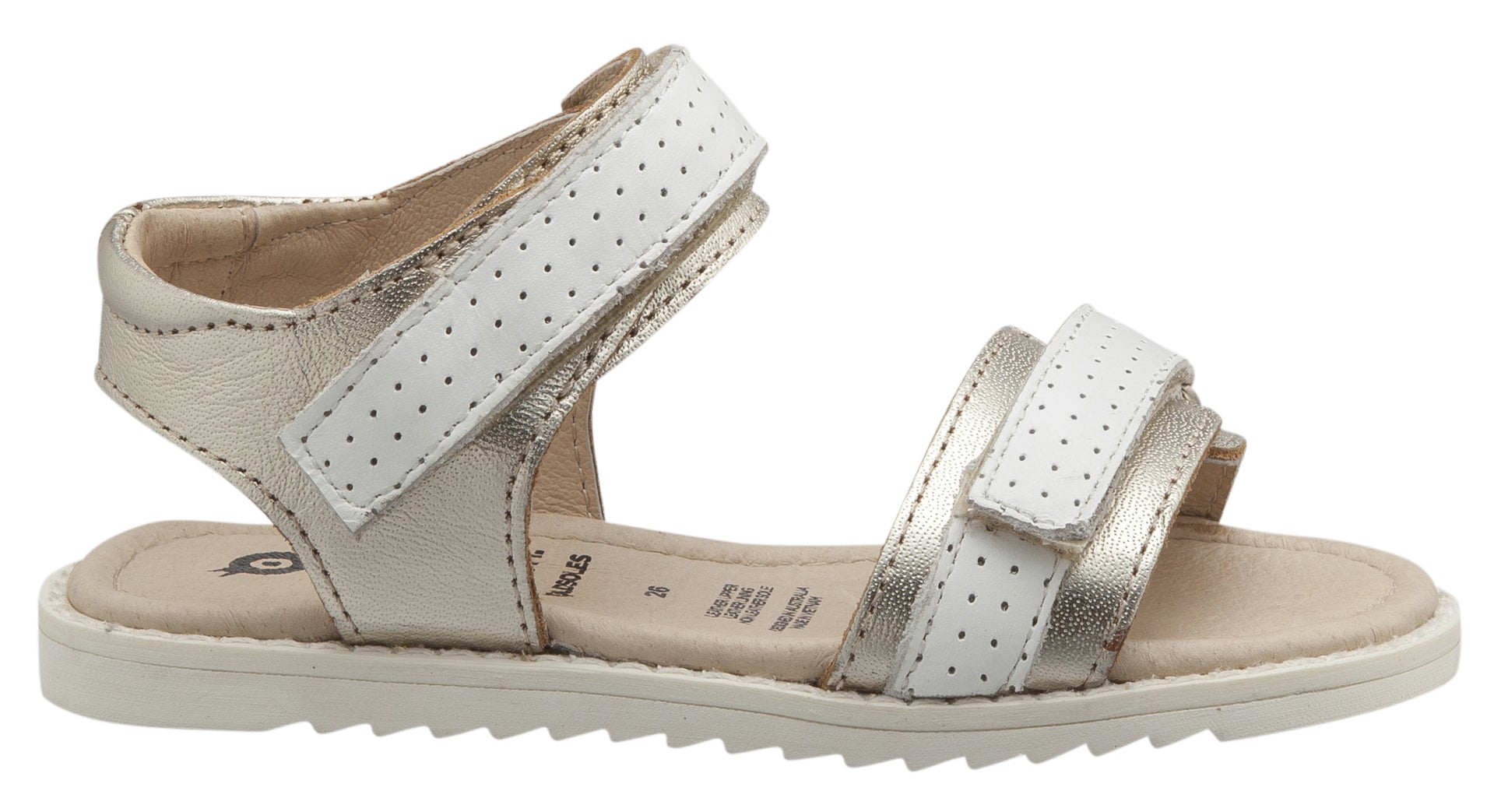 Old Soles 7016 Girls' Strapping S Sandal - Gold/Snow | Comfortable Kids Sandals for Summer Play, Beach & Outdoor Activities