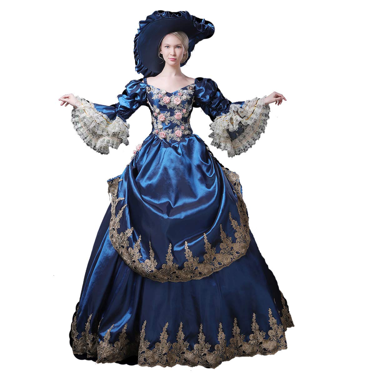 Victorian Renaissance Queen Dress for Women - Elegant Long Rococo Masquerade Gown for Cosplay, Halloween, and Themed Parties | Perfect for Historical Reenactments, Costume Balls, and Renaissance Fairs
