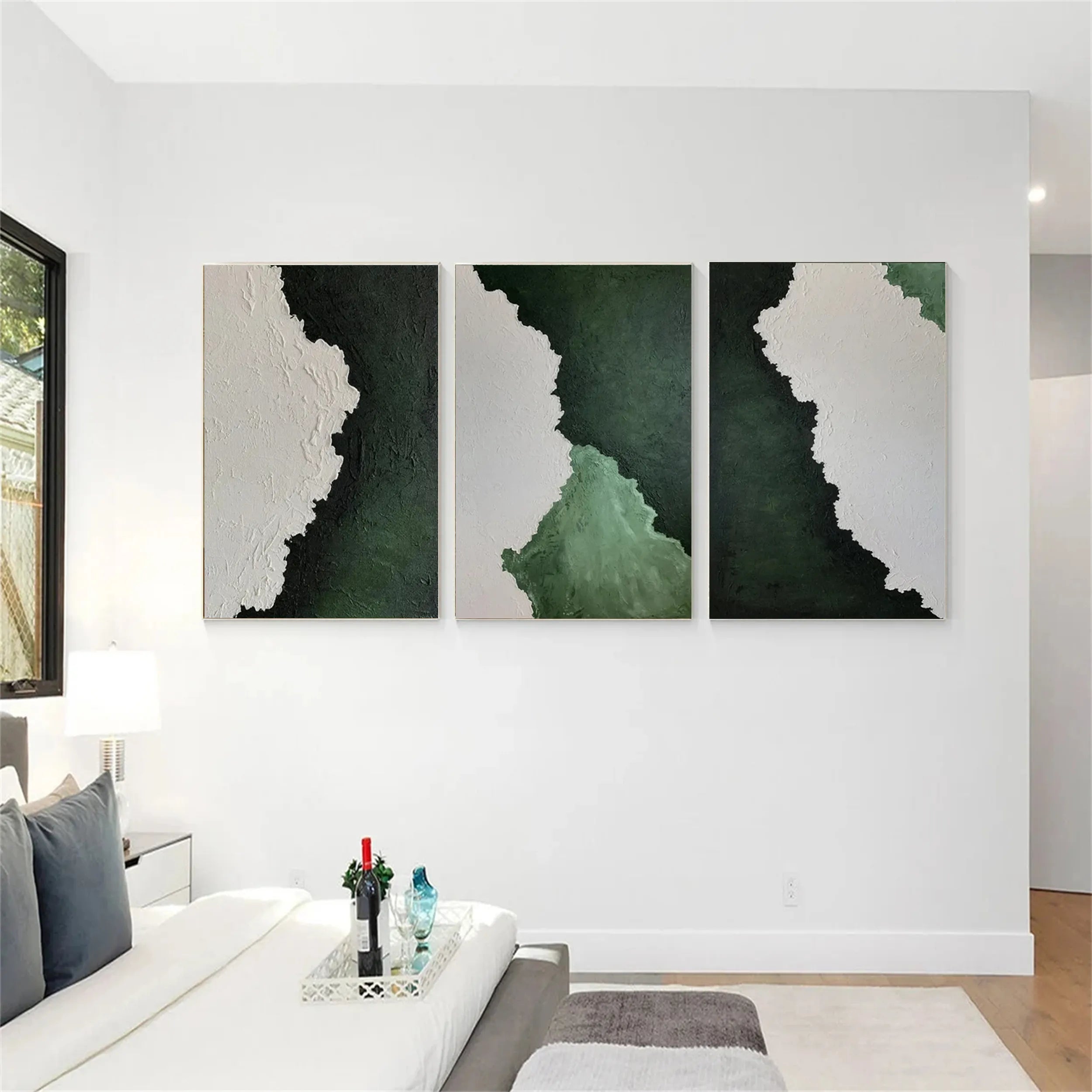 Ocean and Sky Wall Art Set of 3 - Coastal Beach Painting Decor for Living Room, Bedroom & Office - Modern Seascape Canvas Prints (OS-148)