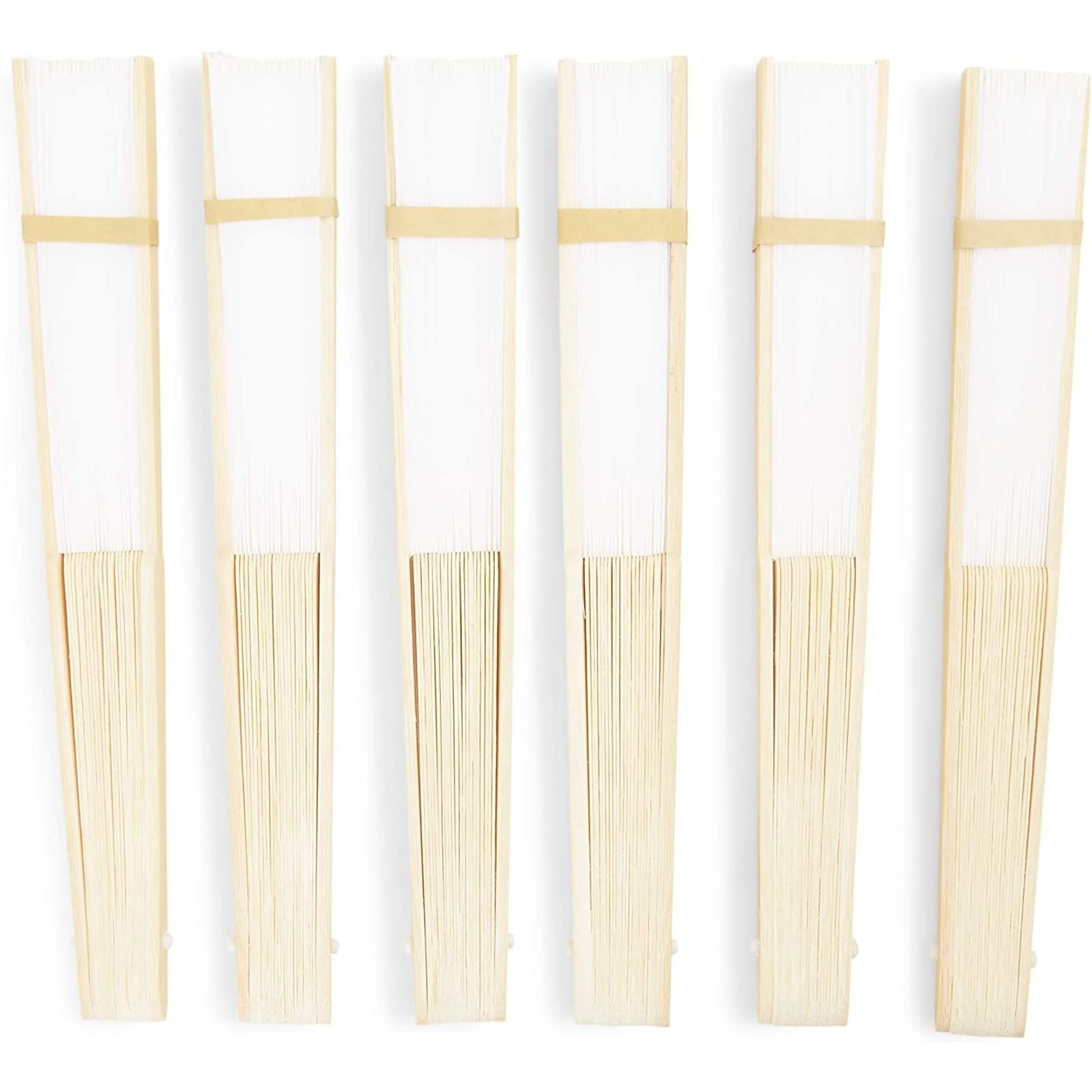 Juvale 12-Pack White Bamboo Folding Hand Fans - Natural Cooling Portable Fan for Summer, Weddings, Asian Decor & Costume Accessories