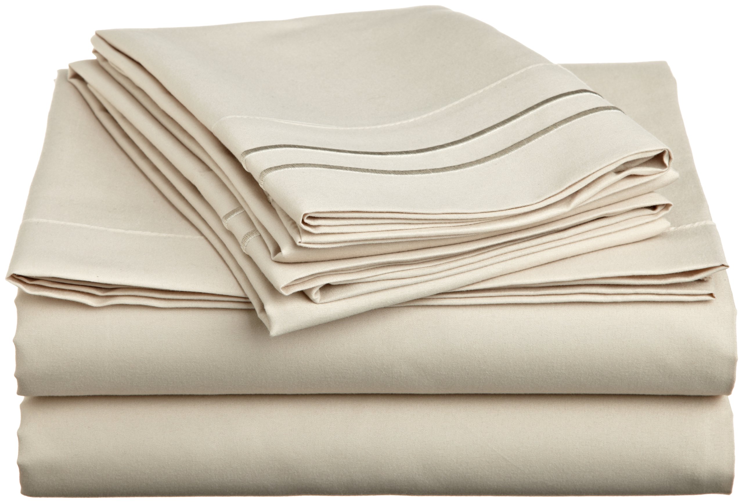 Luxury Soft Microfiber Sheet Set with Embroidered Pillowcases - Queen Size Cream Bedding - Ultra Comfortable for All Seasons - Perfect for Master Bedroom, Guest Room & Hotel Use