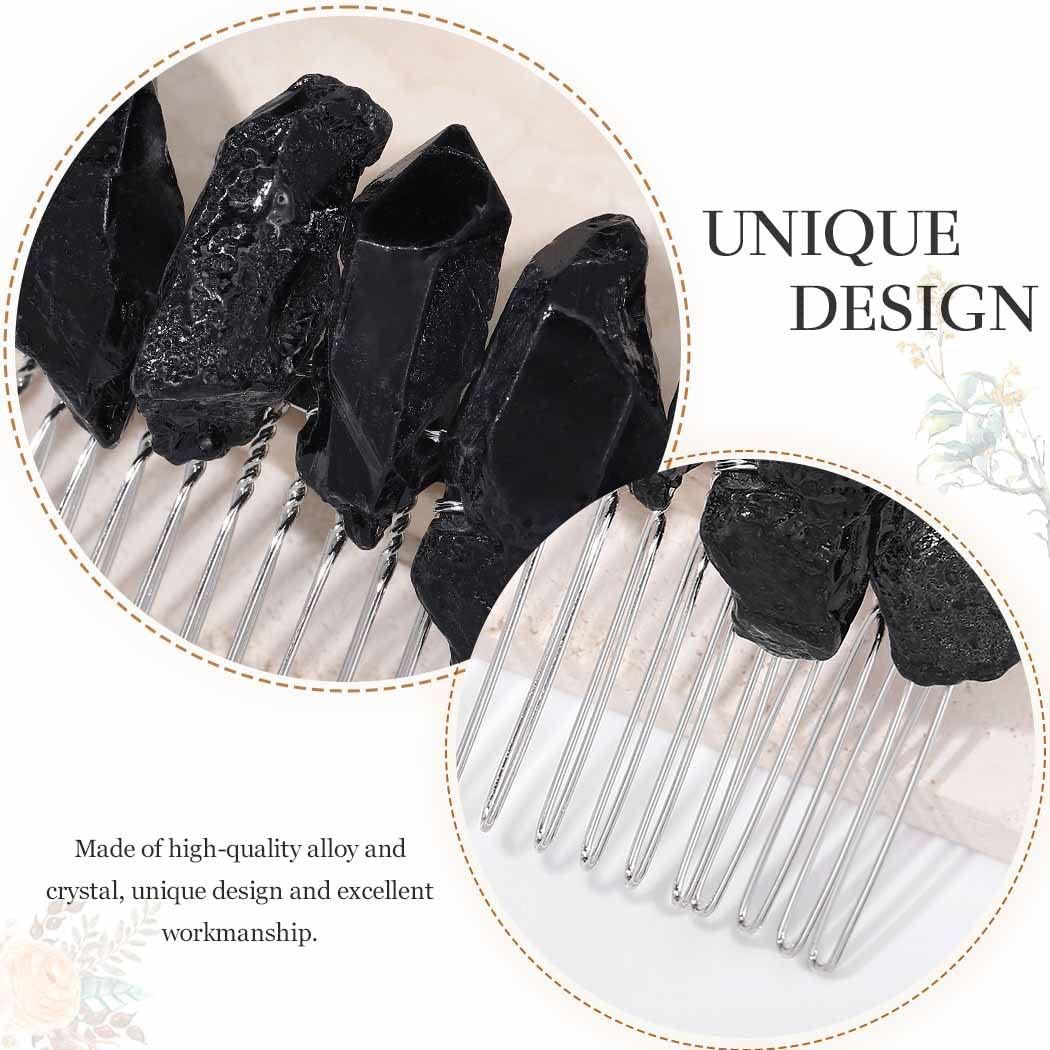 Casdre Crystal Wedding Hair Comb for Bride – Elegant Quartz Rhinestone Bridal Hair Accessories for Women & Girls (Ebony Black) | Perfect for Weddings, Prom, Parties & Special Occasions