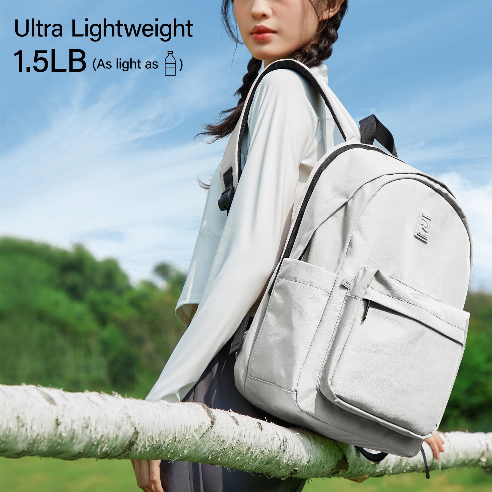 Lightweight Water-Resistant Travel Backpack for Men & Women - Airplane Approved Carry-On Personal Item Daypack (Rock Grey) | Perfect for Business Trips, Weekend Getaways & Daily Commute