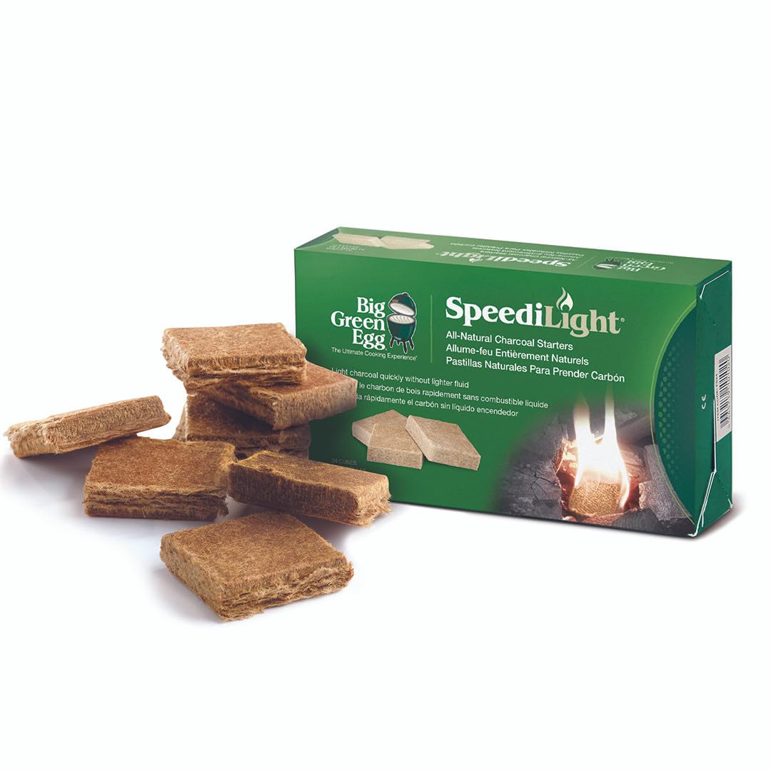 Big Green Egg All Natural Charcoal Starters - 24 Cubes for Grilling, Smoking & BBQ | Fast Lighting Fire Starters for Outdoor Cooking