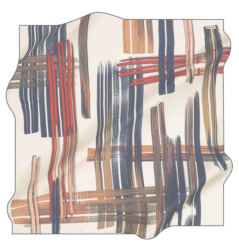 Aker Silk Cotton Patterned Square Scarf #8095 422 - Stylish Fashion Accessory for Women, Perfect for Office, Party and Travel