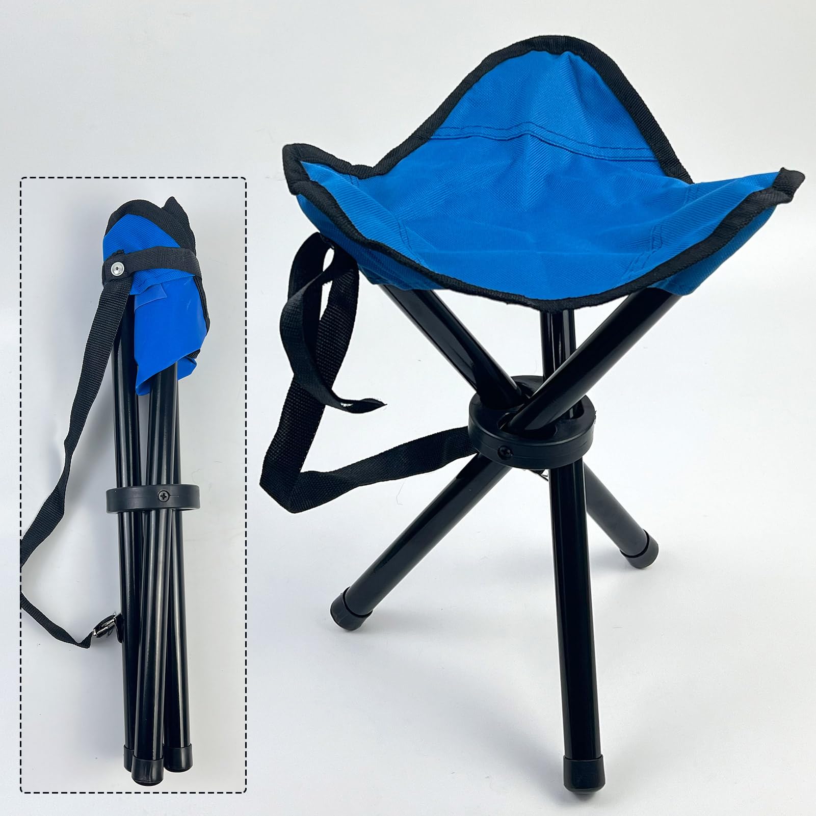 Portable Folding Camping Stool - Lightweight Tripod Seat for Outdoor Activities, Camping, Hiking, Fishing & Picnics - Compact & Durable (Blue, 11.22 Inch Height) - Perfect for Backpacking, Beach Trips & Tailgating