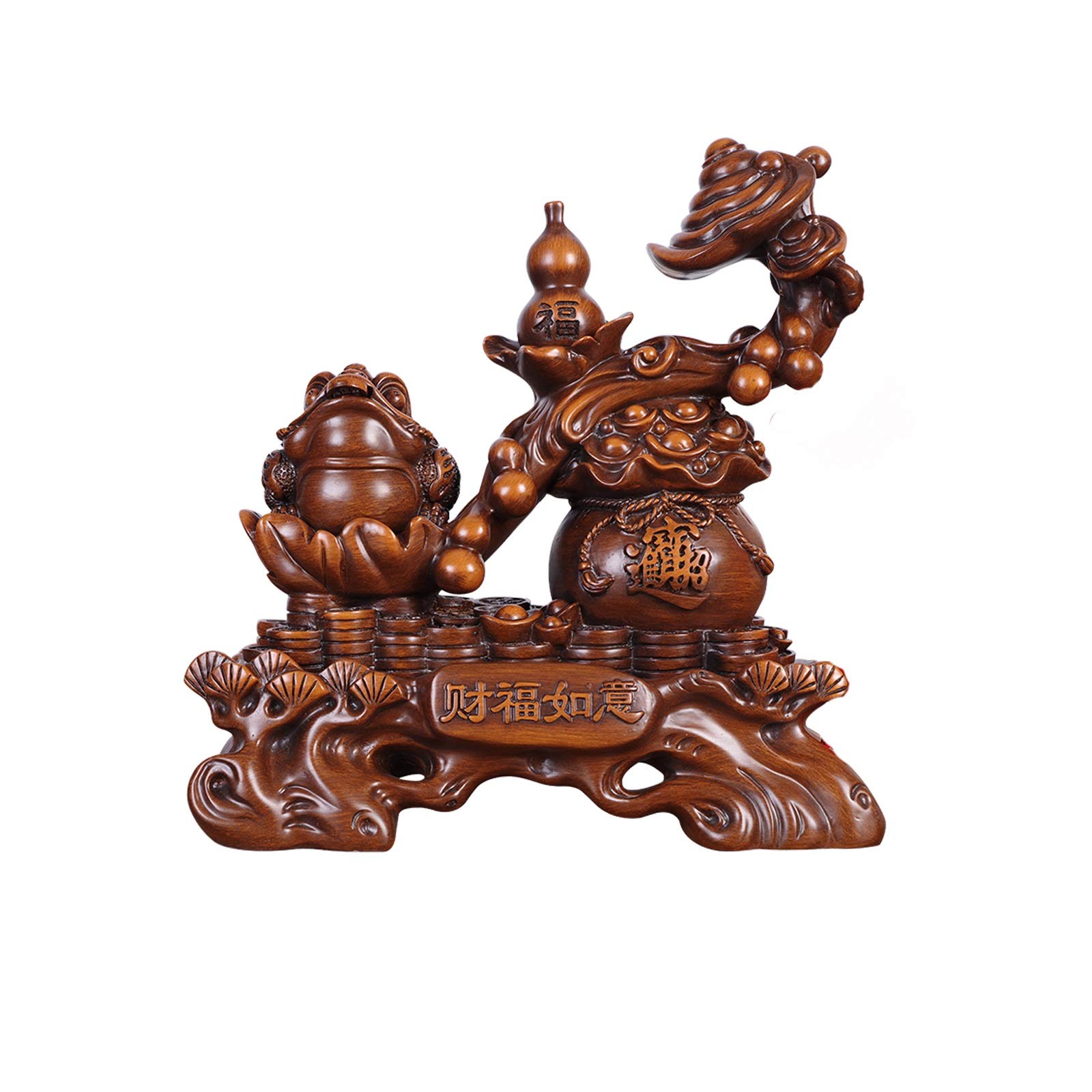 Golden Toad Statue for Home Decor - Feng Shui Money Toad Sculpture for Living Room, Office, Bookshelf & Desk - Chinese Lucky Charm for Wealth & Prosperity - Perfect Gift for Housewarming & New Business