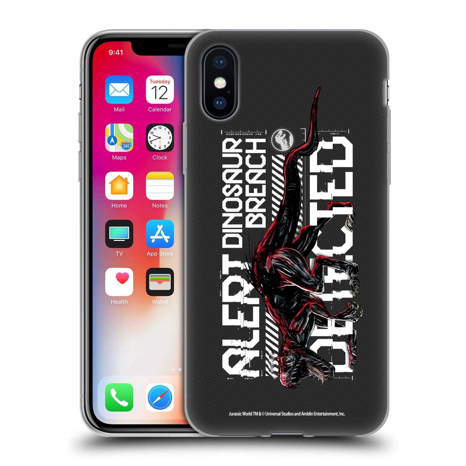 Officially Licensed Jurassic World Fallen Kingdom Dinosaur Breach Key Art Soft Gel Phone Case for Apple iPhone X/Xs - Durable Protection with Unique Movie Design, Perfect for Fans & Everyday Use