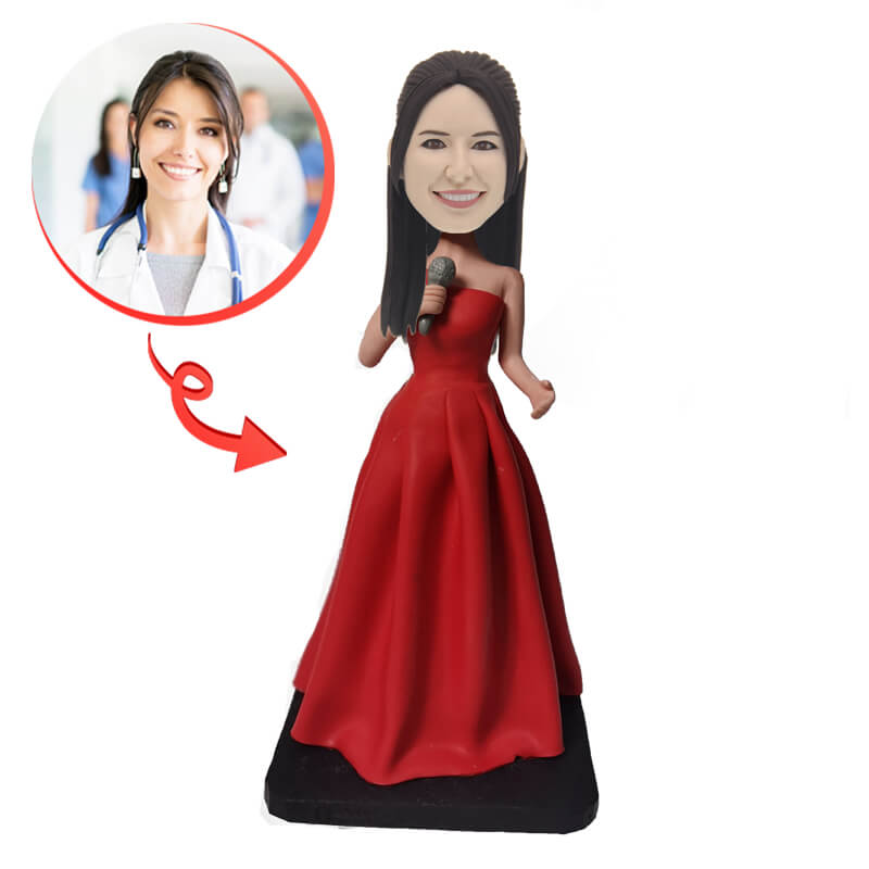 Custom Female Singers Bobblehead - Personalized Music Lover Gift - Unique Collectible Figurine for Pop Fans, Birthday & Anniversary Presents - Perfect for Desk Decor, Music Room Display & Fan Collections