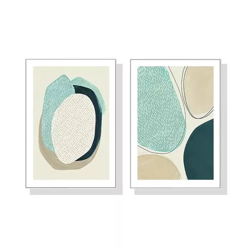 2-Piece Abstract Green Circle Wall Art Canvas Set - Framed 50x75cm (20x30in) High Quality Print | Modern Home Decor | Living Room, Bedroom & Office Wall Decor | Ready to Hang