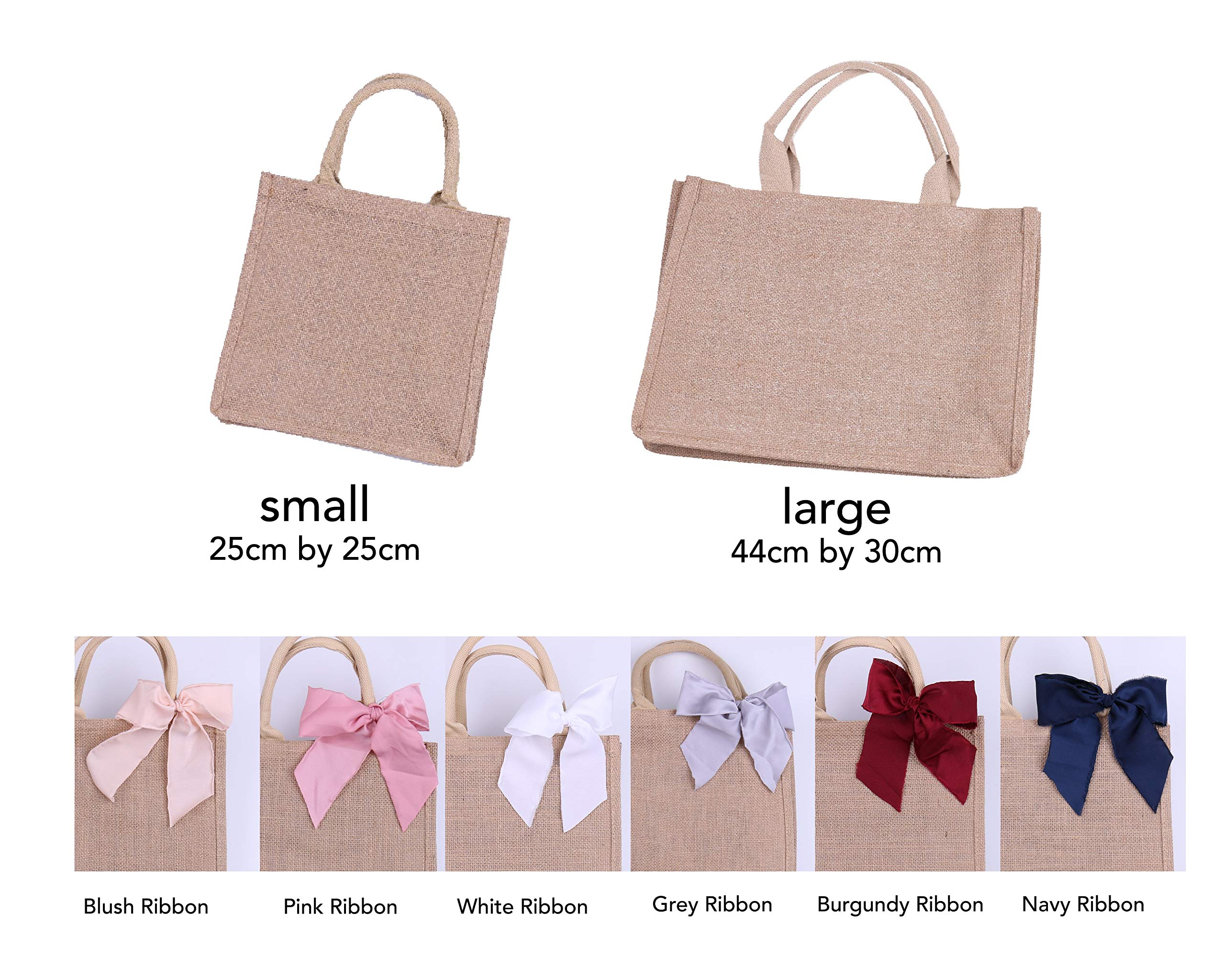 Custom Burlap Tote Bag with Satin Ribbon - Personalized Bridesmaid Gift, Bachelorette Party Favor, Beach Book Bag & Eco-Friendly Shopping Tote for Weddings, Showers & Outdoor Events