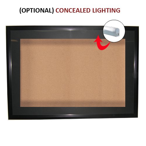 30x40 Inch SwingFrame Designer Wood Framed Large Cork Bulletin Board - 2 Inch Deep Display Case for Office, Home, or Classroom Organization & Decoration