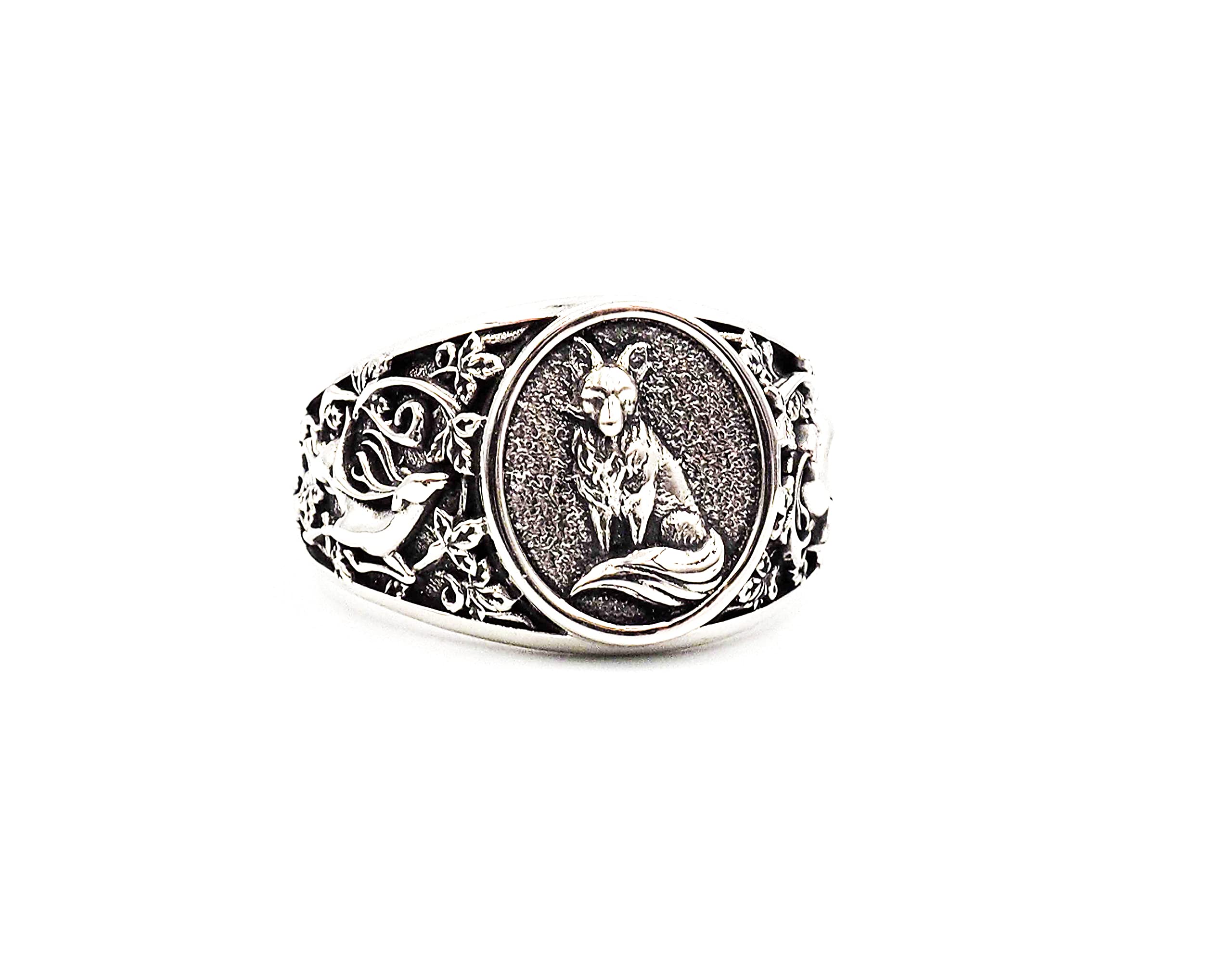 Men's Silver Fox Ring - 925 Sterling Silver Animal Jewelry for Men - Sizes 6-15 - Perfect for Gifts, Nature Lovers & Boho Fashion