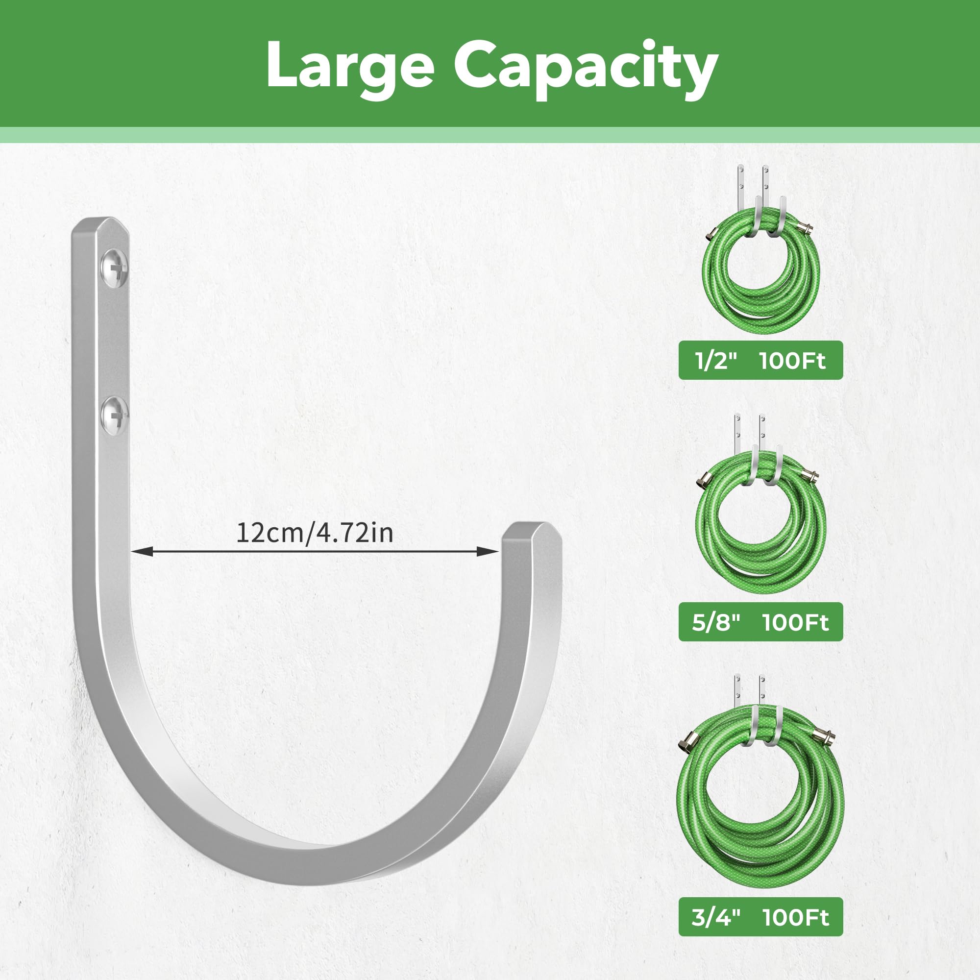 Heavy-Duty Aluminum Hose Holder - Wall Mount for Garden & Outdoor Use