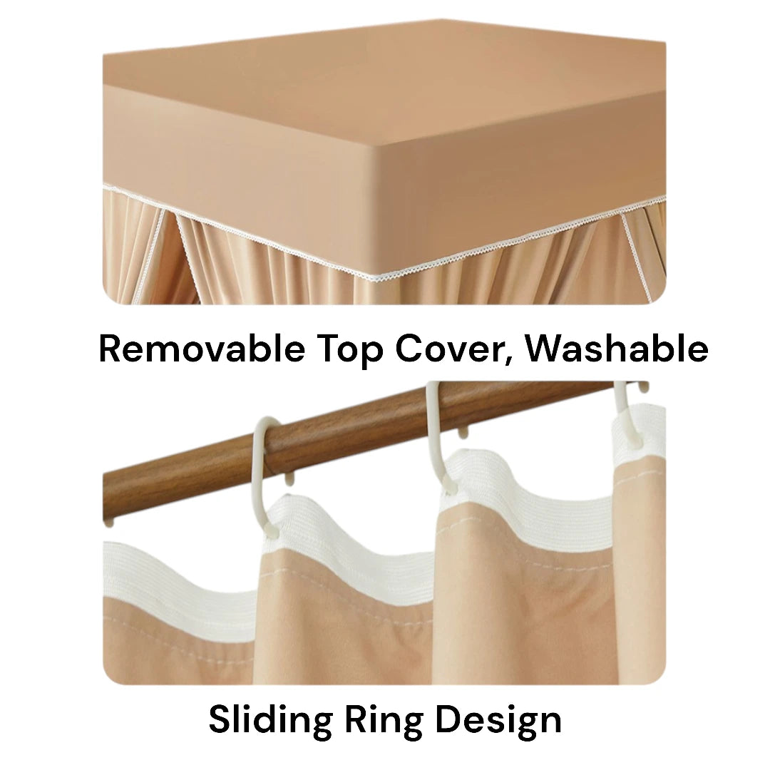 Blackout Canopy Bed Curtain with Detachable Top - Light Blocking Bedroom Decor for Better Sleep, Privacy & Room Darkening (Perfect for Nursery, Dorm, Master Bedroom)