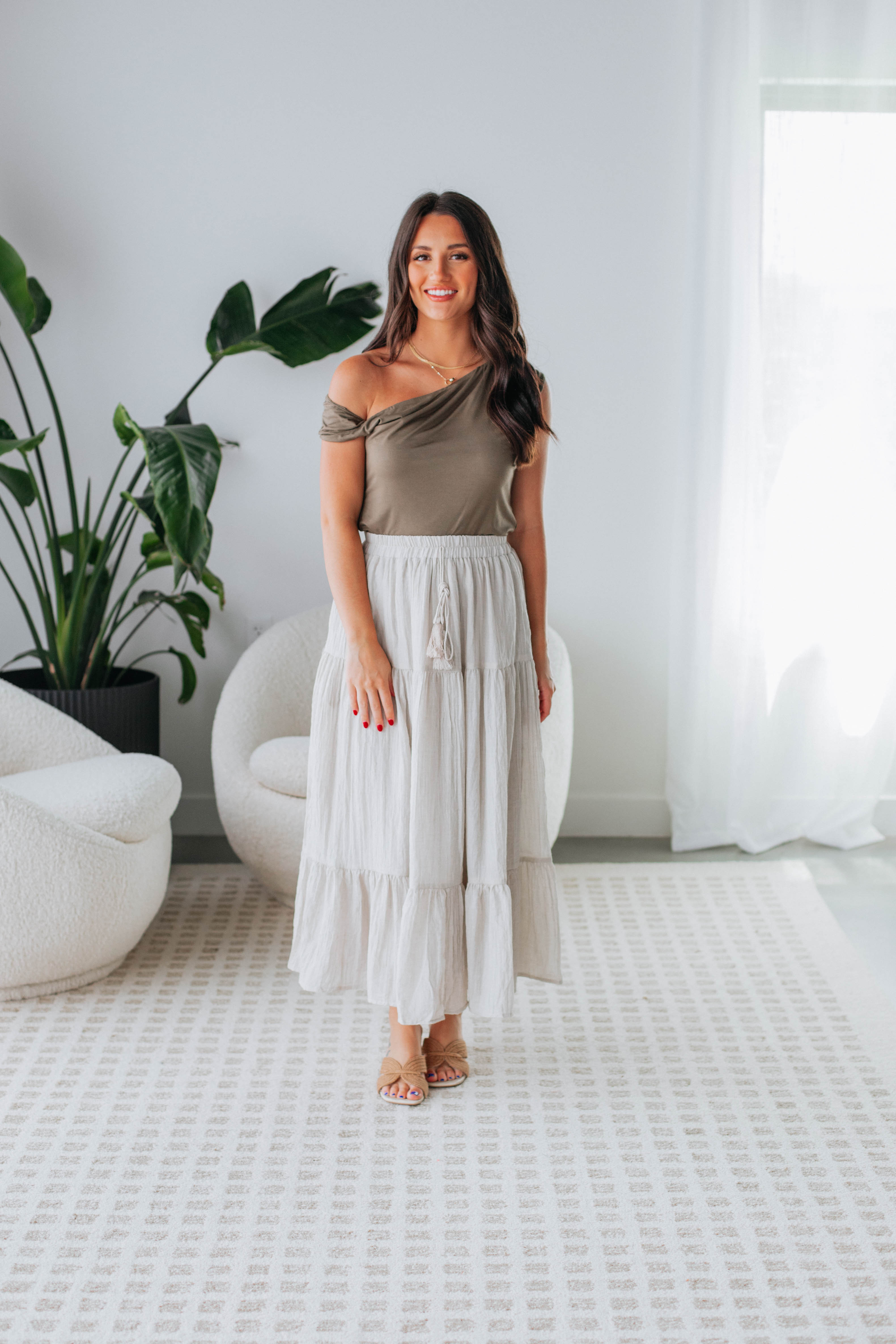 Annmarie Midi Skirt for Women - Flowy A-Line Summer Skirt with Pockets | Perfect for Casual Outfits, Beach Vacations & Office Wear
