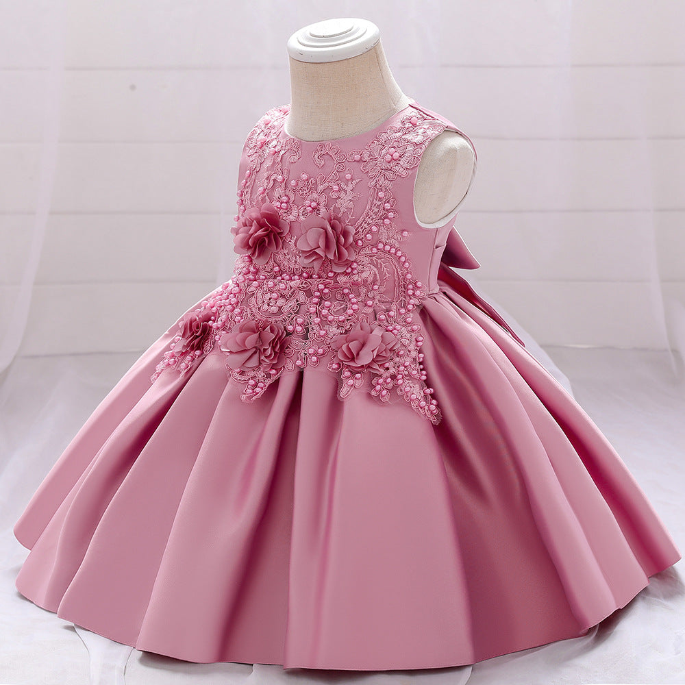 Baby Girl Birthday Party Dress - Embroidered Sleeveless Princess Dress for Toddlers | Easter Outfit & Special Occasion Wear