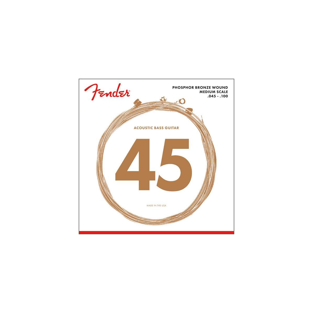 Fender 7060 Phosphor Bronze Acoustic Bass Guitar Strings .045-.100 Gauge – Perfect for Studio Recording & Live Performances