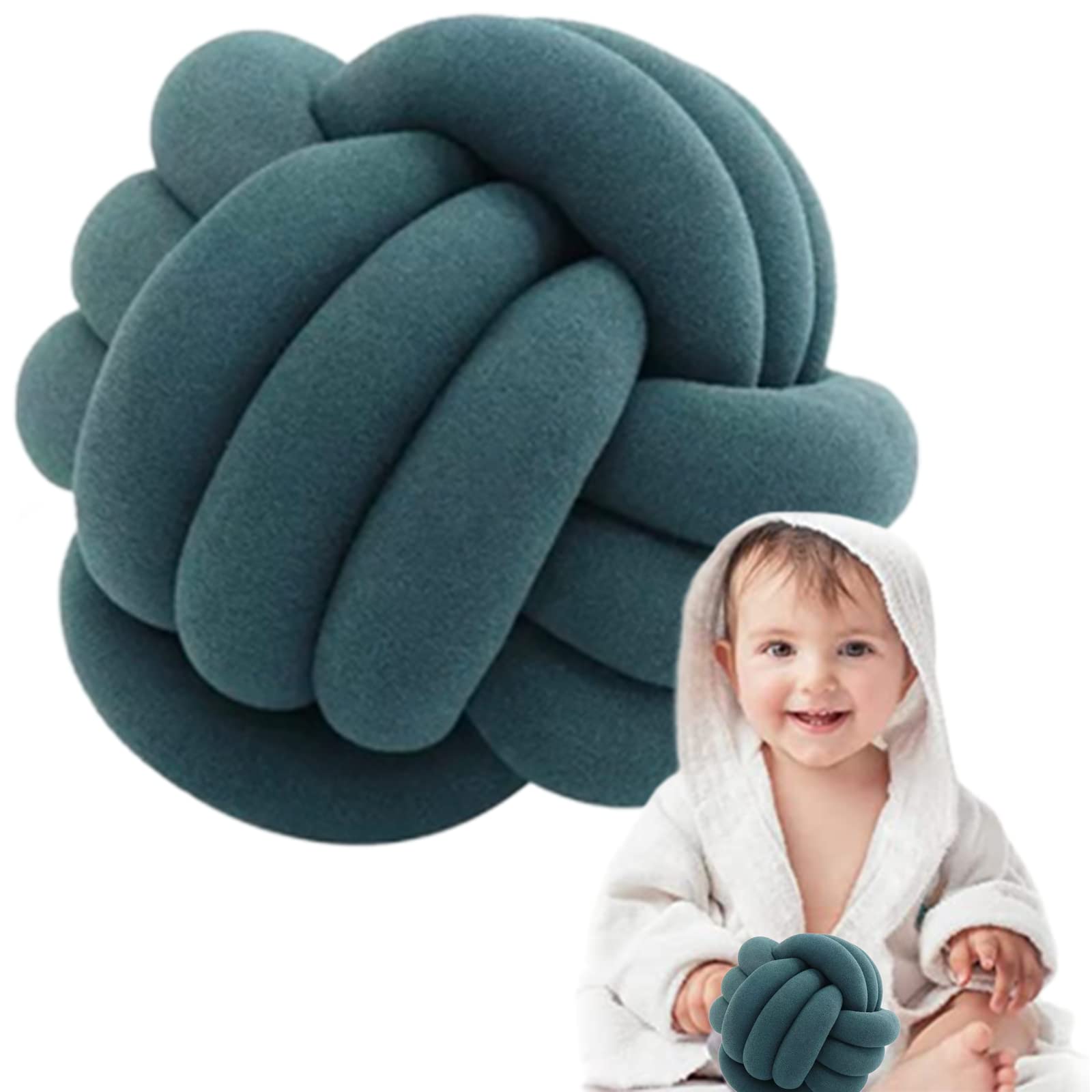 SRHMYJJ Modern Knot Ball Pillow - Cyan Blue Throw Pillow for Sofa & Home Decor (20cm/7.9in) | Perfect for Living Room, Bedroom & Office Decoration
