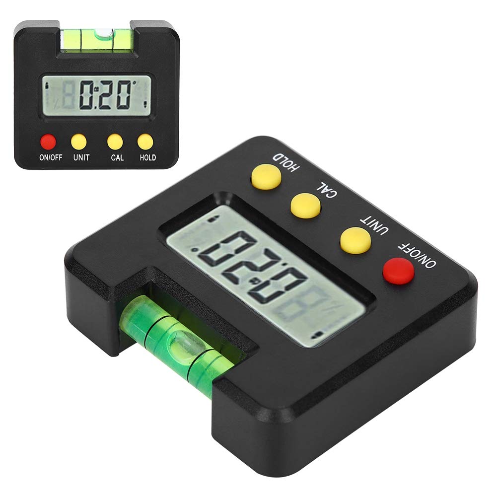 Digital Angle Finder Protractor - Electronic Inclinometer with Bubble Level, 4x90° Measuring Range, Black Housing - Perfect for Construction, Woodworking, and DIY Projects