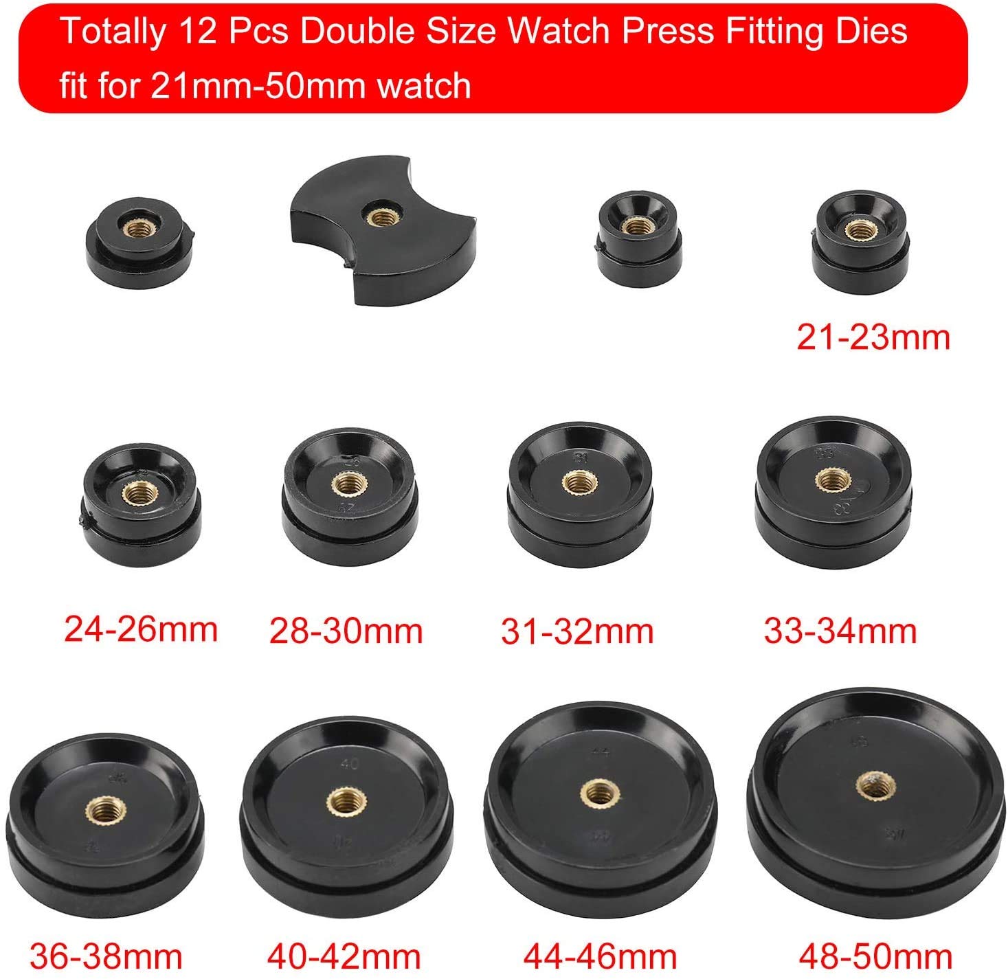 GOTOTOP Watch Press Set with 12 Dies - Professional Watch Back Case Cover Press Closer Tool for Watch Repair & Maintenance | Ideal for Watchmakers, Jewelers & DIY Enthusiasts