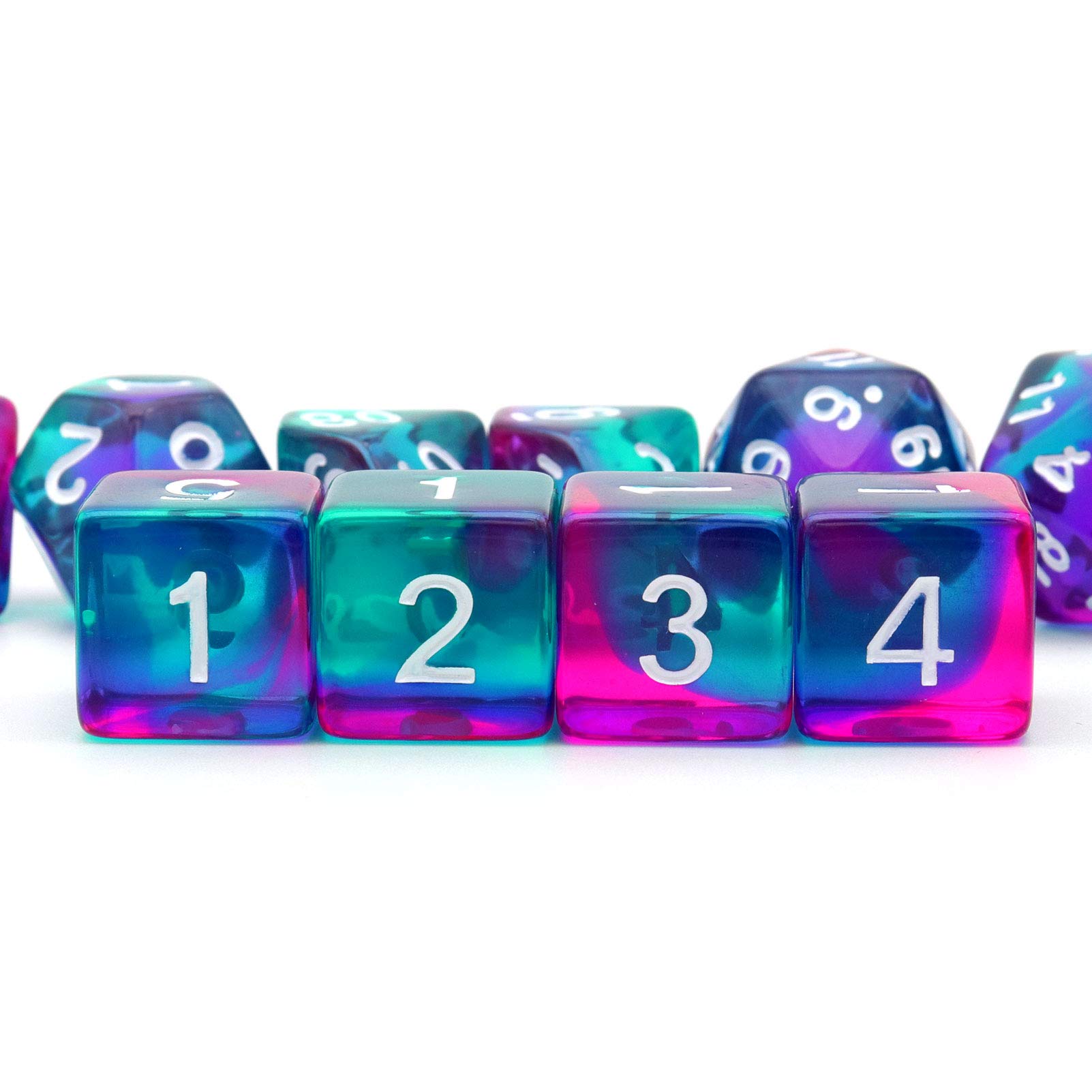 Haxtec 11-Piece DND Dice Set with Extra D6 & D20 - Translucent Purple & Teal Polyhedral Dice for Dungeons & Dragons 5e, RPG Tabletop Games, Gifts & Collectibles - Perfect for Adventurers & Fantasy Roleplaying