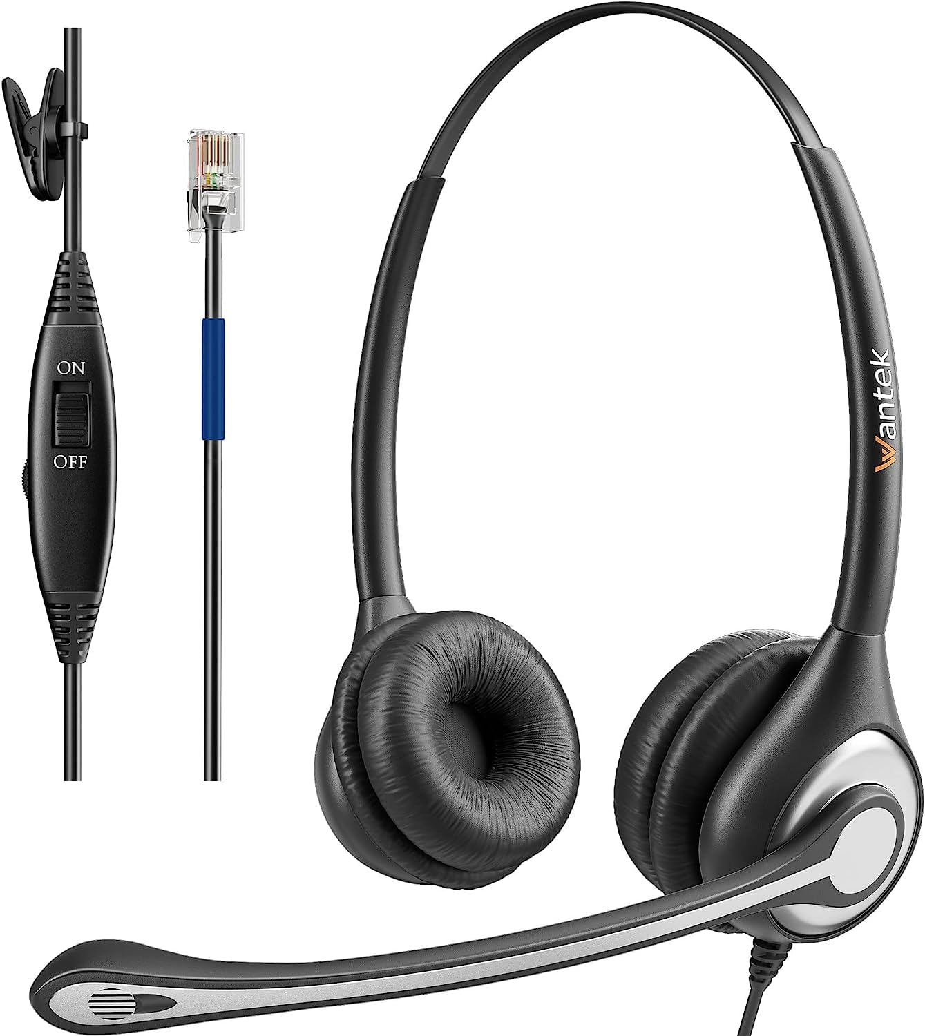 Wantek Noise Cancelling Wired Phone Headset with Microphone - RJ9 Compatible with Cisco IP Phones 6851 7821 7841 7861 7940 7942 7945 7962 7965 8811 8841 8845 8851 9971 - Ideal for Call Centers, Office Communications & Customer Service
