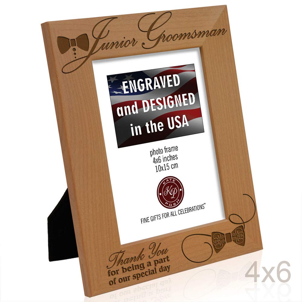 KATE POSH Junior Groomsman Thank You Gift - 4x6 Vertical Picture Frame for Wedding Party - Perfect for Groomsmen Appreciation & Special Day Memories