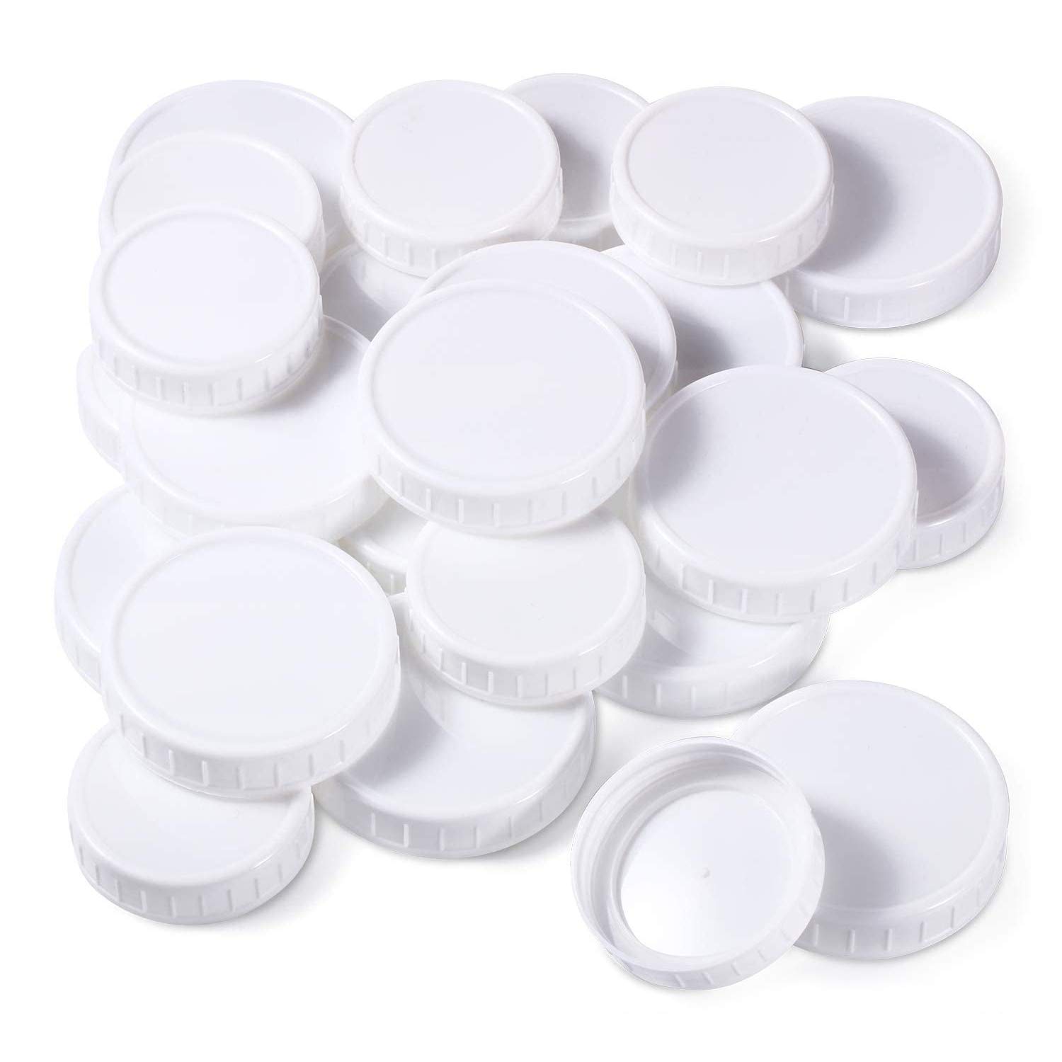 Evarbuild 20Pcs White Plastic Mason Jar Lids - Food Grade Regular Mouth Storage Caps for Canning, Kerr Jars & More | Perfect for Home Preserving, DIY Crafts & Pantry Organization