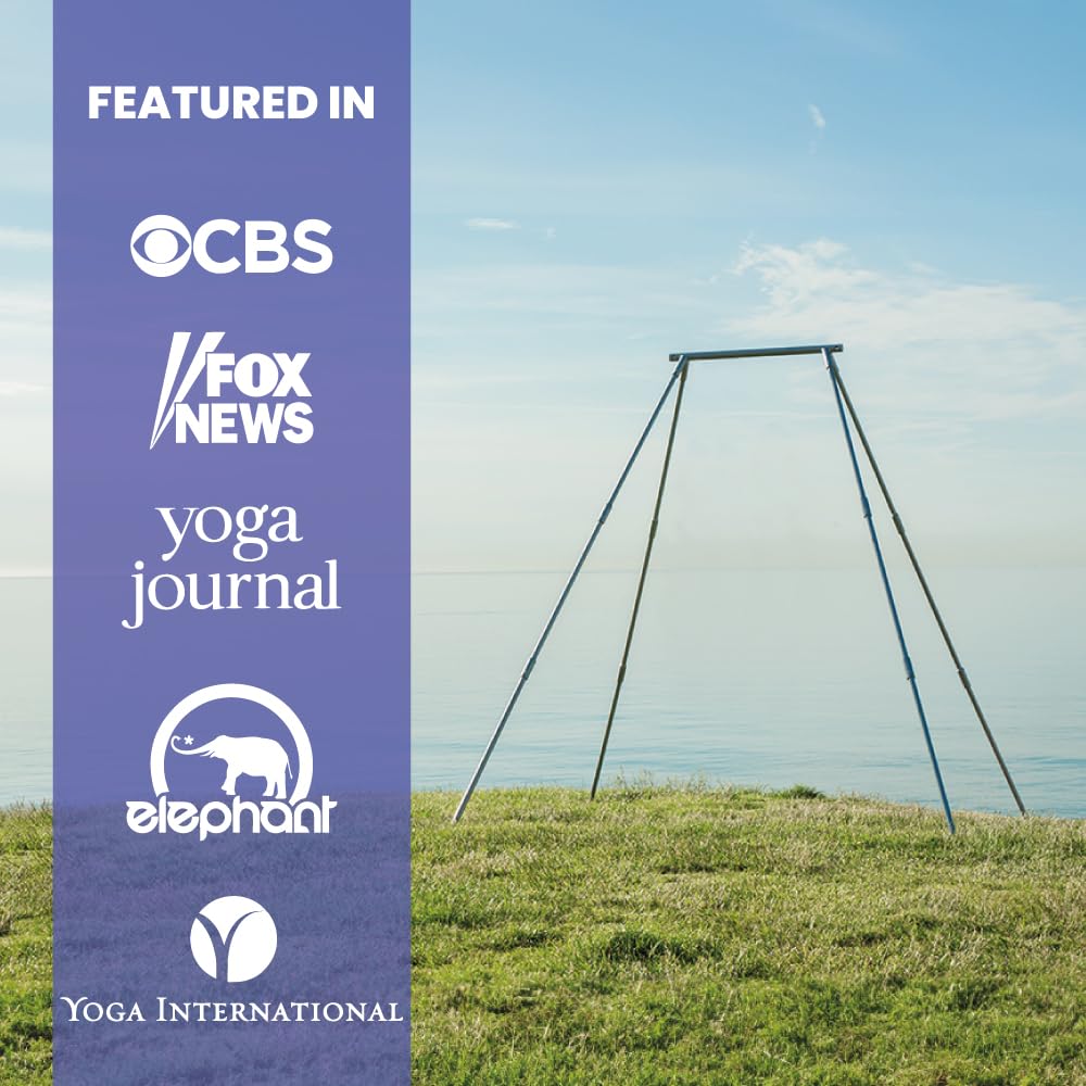 Premium Adjustable Yoga Stand for Home & Outdoor Use - Quick 5-Min Setup - Supports Aerial Yoga Silks, Hammocks, Swings & Olympic Rings - Heavy Duty Aluminum Frame Holds 600lbs - Perfect for Yoga Studios, Backyard Workouts & Indoor Fitness Training