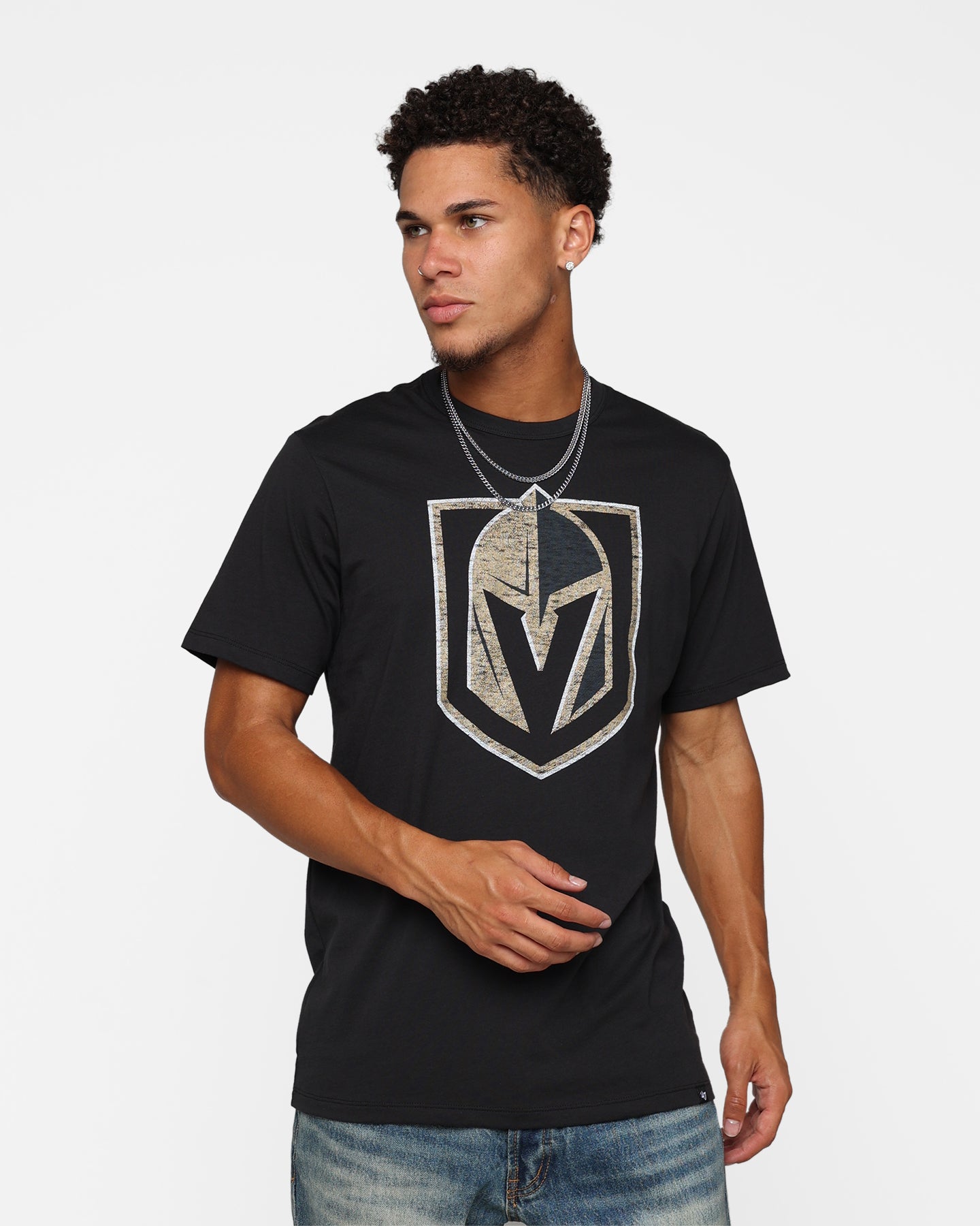 47 Brand Vegas Golden Knights Flint Black T-Shirt for Men - Official NHL Hockey Fan Apparel - Perfect for Game Day, Casual Wear & Sports Events