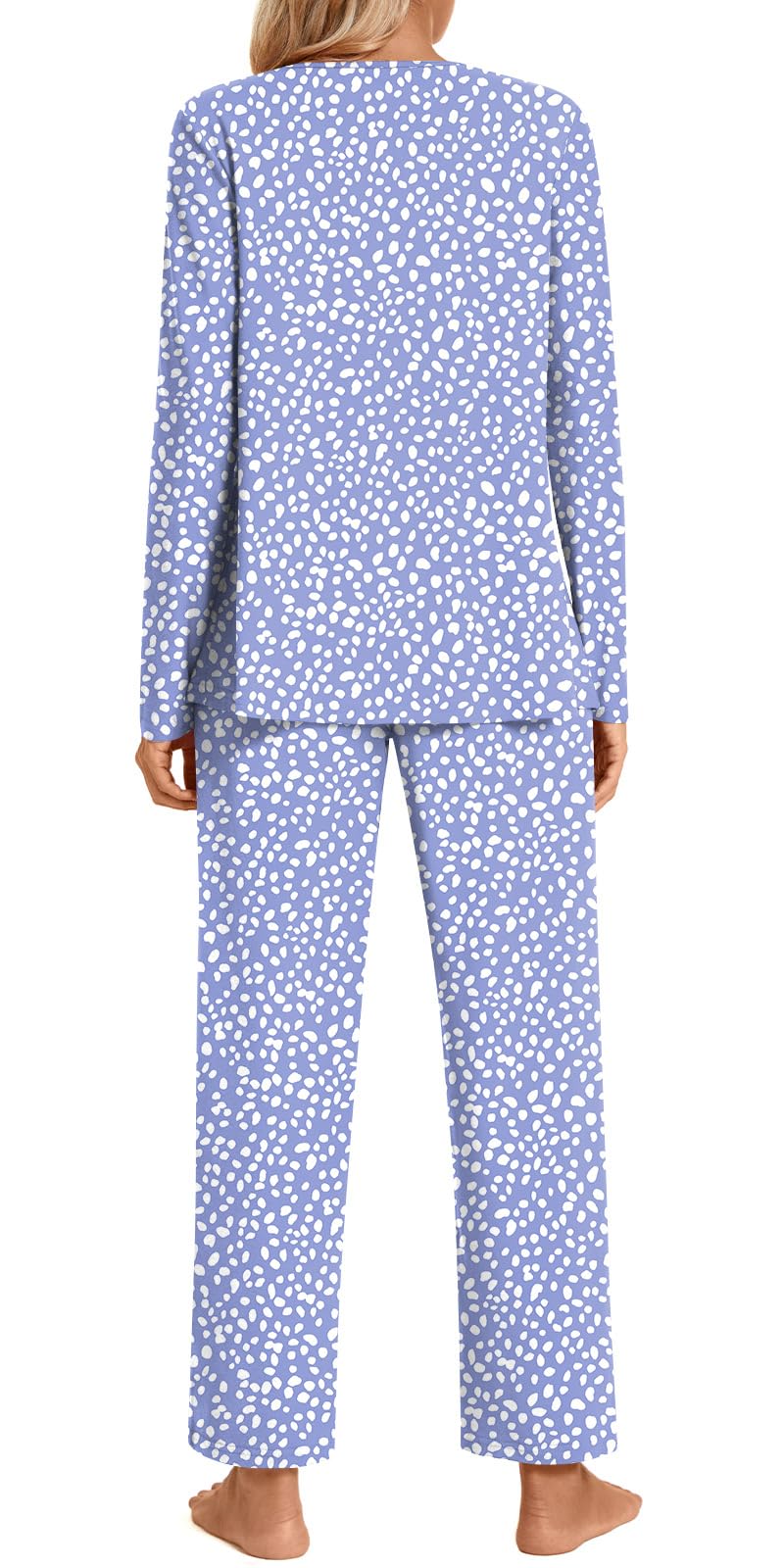 POPYOUNG Women's Fall Pajama Sets - 2 Piece V-Neck Long Sleeve Sleepwear & Lounge PJS for Cozy Nights, Relaxing at Home, and Gift Giving