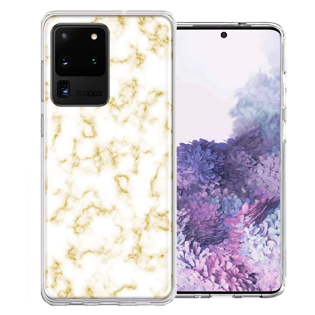 Samsung Galaxy S20 Ultra Phone Case - Gold Marble Design Double Layer Protective Cover for Shockproof & Scratch Resistance | Perfect for Daily Use, Travel & Outdoor Activities