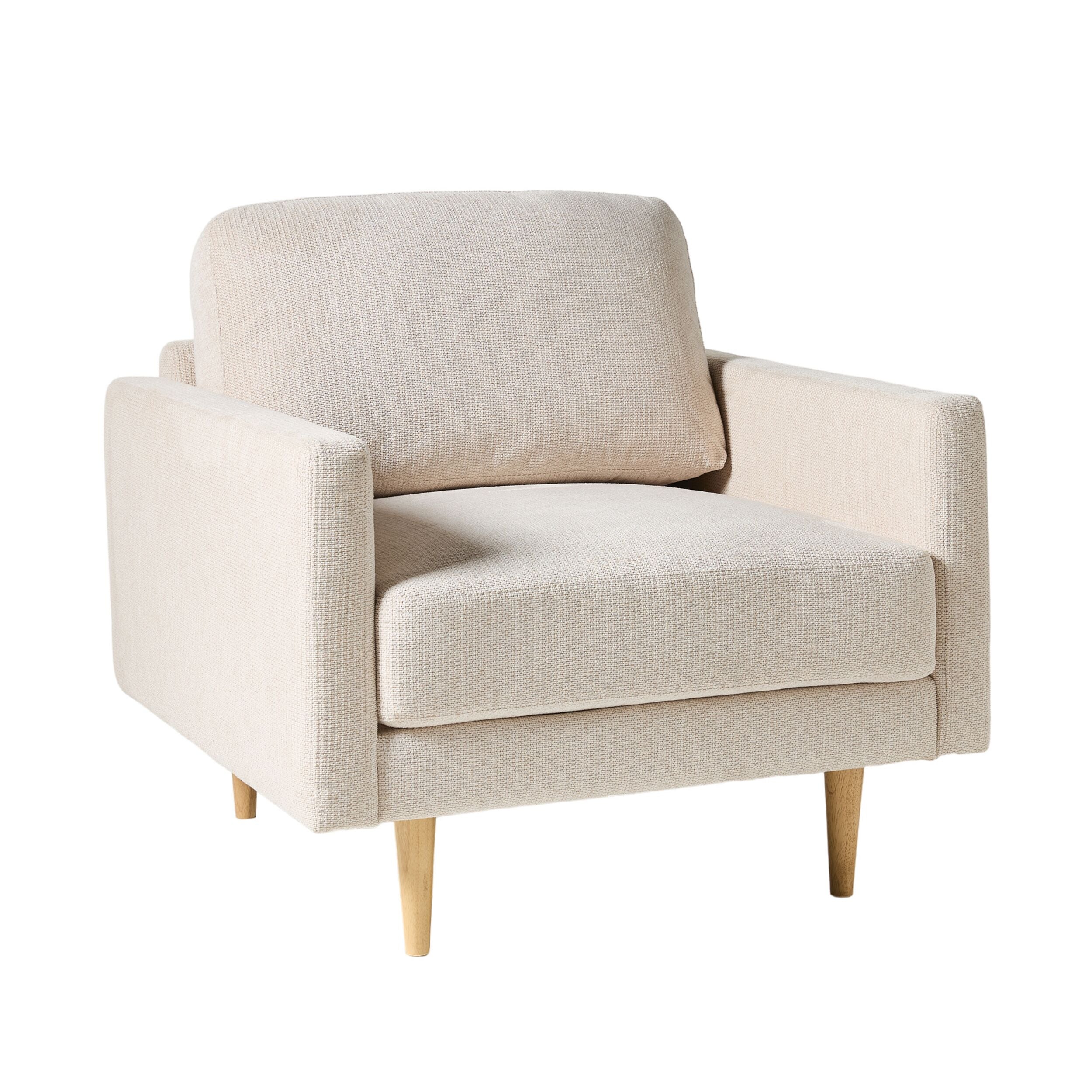 Sorrento Almond Upholstered Armchair by Boden - Modern Living Room Accent Chair for Home & Office Comfort