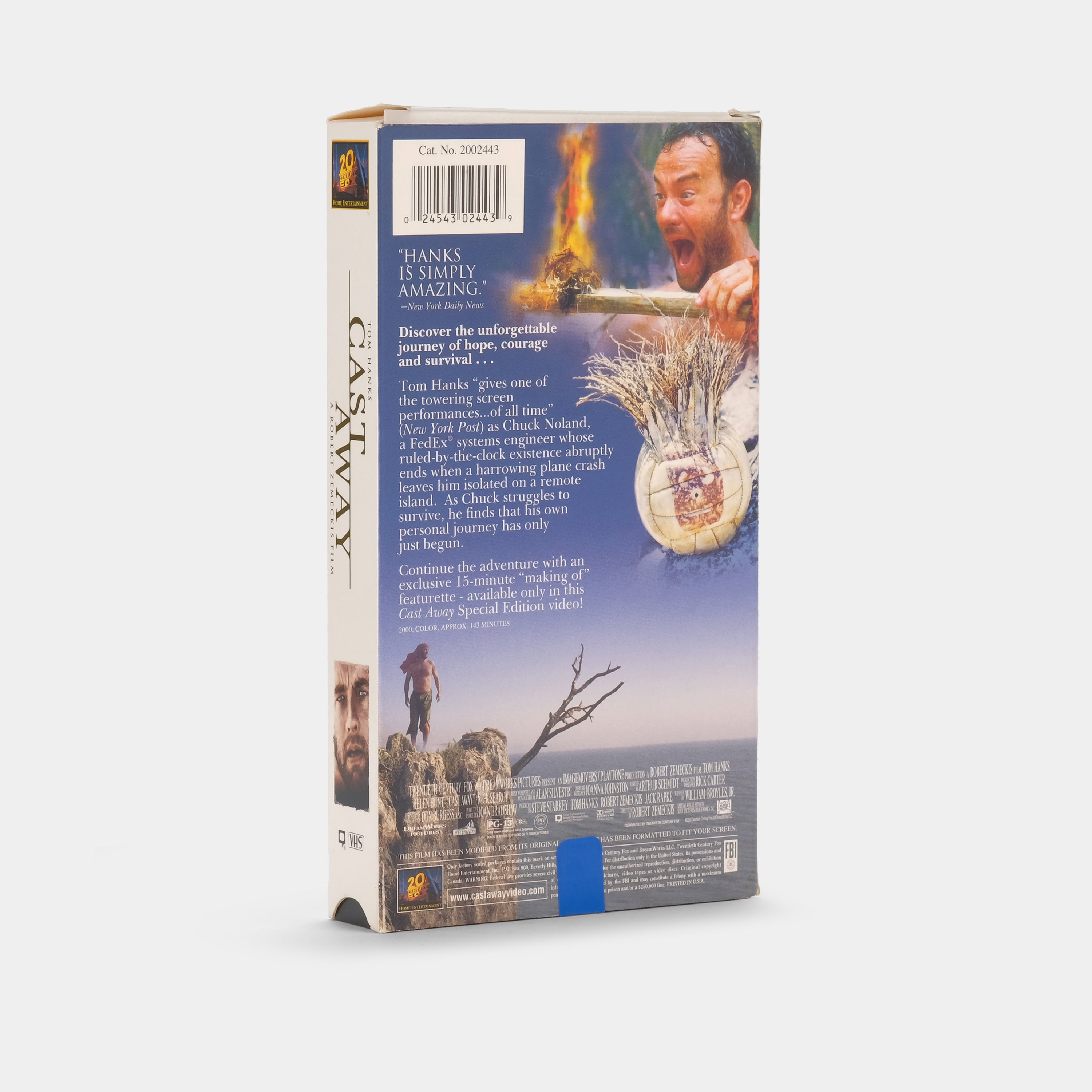 Cast Away VHS Tape - Tom Hanks Survival Movie - Classic Film Collector's Item - Perfect for Movie Nights & 90s Nostalgia
