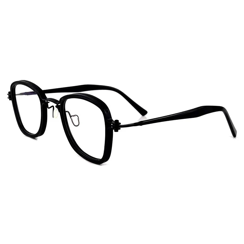 Stylish Black Unisex Square Titanium Acetate Eyeglasses - Lightweight Durable Full Rim Frames for Men & Women - Perfect for Work, Reading & Fashion Accessories