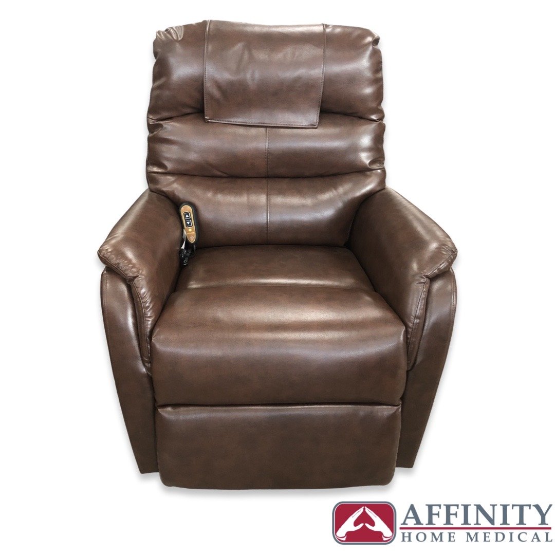 ELARA PR 118 3-Position Lift Chair Recliner - Chestnut Vinyl Upholstery - Power Lift Assist for Elderly & Mobility - Perfect for Living Room, Bedroom & Recovery Use