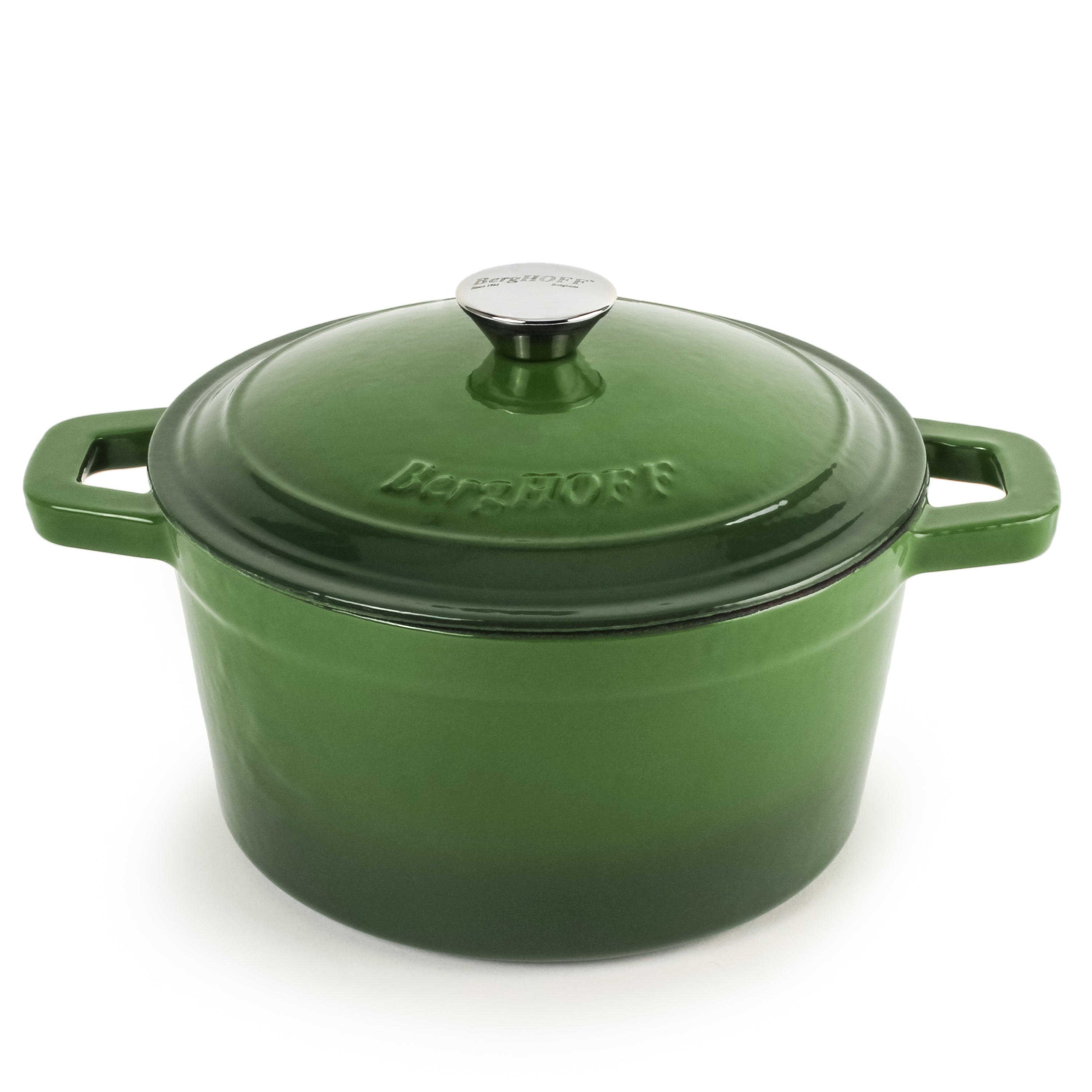 BergHOFF Neo Cast Iron 7-Quart Round Dutch Oven with Lid - Green | Heavy Duty Enameled Cookware for Braising, Stewing & Baking | Perfect for Soups, Casseroles & Bread Making