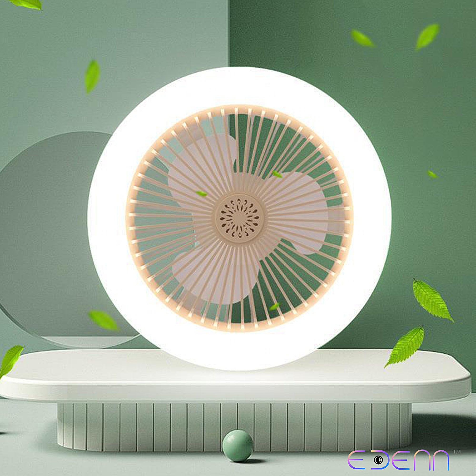 EDENN AERO LITE 2-in-1 USB Rechargeable LED Light & Cooling Fan - Portable Desk Fan for Home, Office, Camping, and Outdoor Use