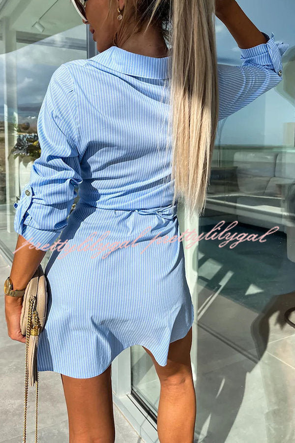 Sun Valley Tie Front Button Pocketed Shirt Mini Dress - Stylish Casual Summer Outfit for Women | Perfect for Beach, Brunch & Date Nights