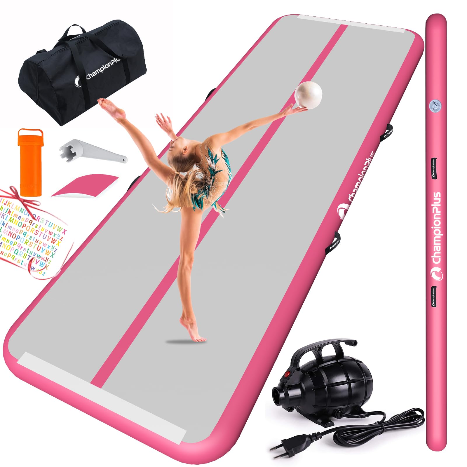 Inflatable Gymnastics Tumbling Mat - 4/8 Inch Thick Air Track Mat for Home Training, Cheerleading & Water Yoga - 10ft/13ft/16ft/20ft Sizes with Electric Pump - Perfect for Indoor/Outdoor Sports, Fitness & Kids Play