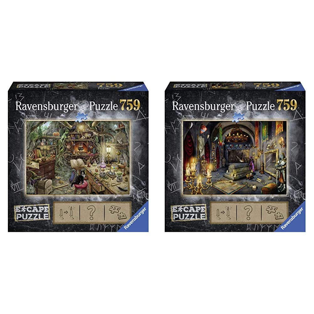 Ravensburger Escape Puzzle Bundle - The Witch's Kitchen & Vampire's Castle 759-Piece Jigsaw Puzzles for Adults & Kids Ages 12+ | Challenging Escape Room Adventure Game for Family Game Night & Puzzle Enthusiasts
