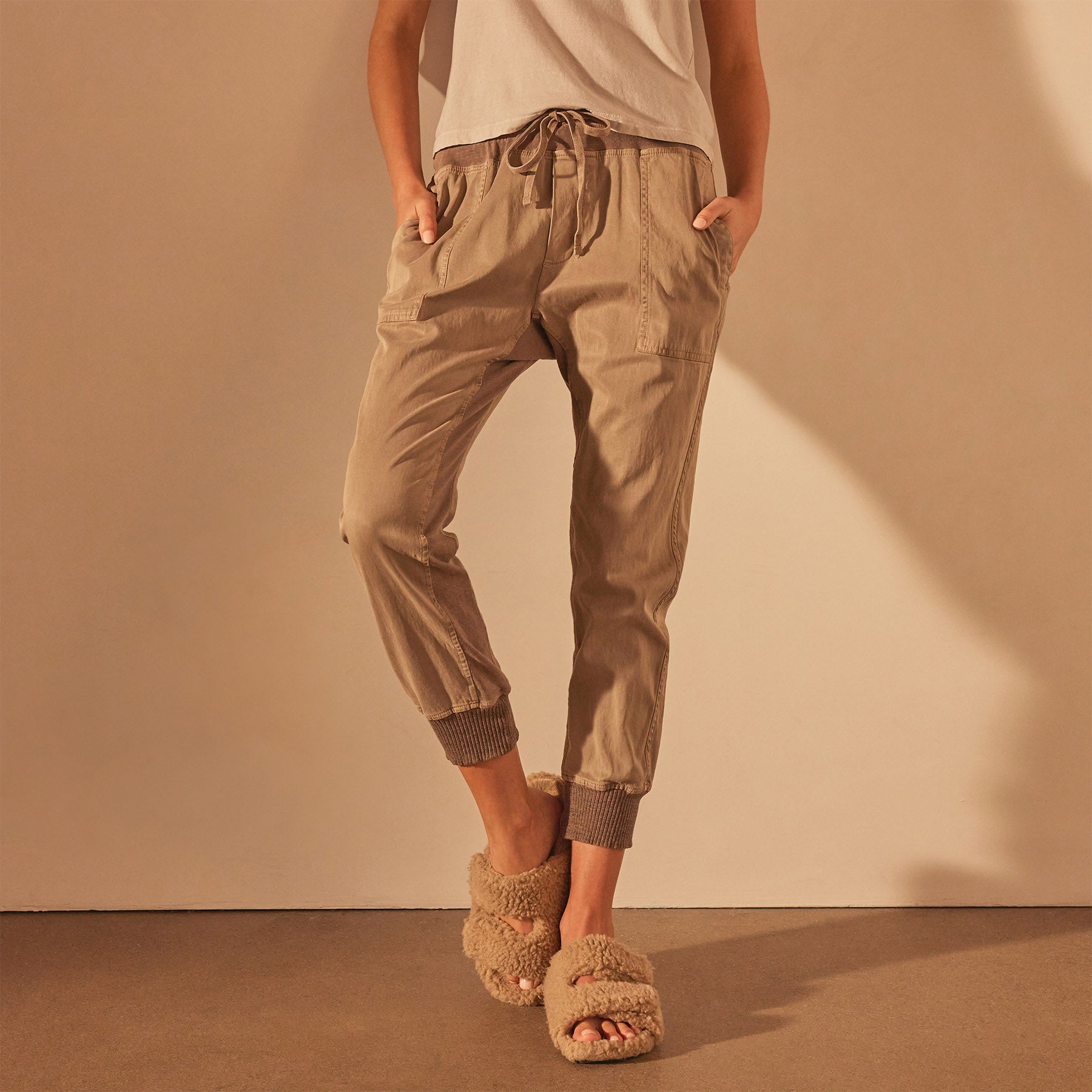 Mixed Media Pants in Coyote Color - Stylish & Comfortable Outdoor Hiking & Casual Wear