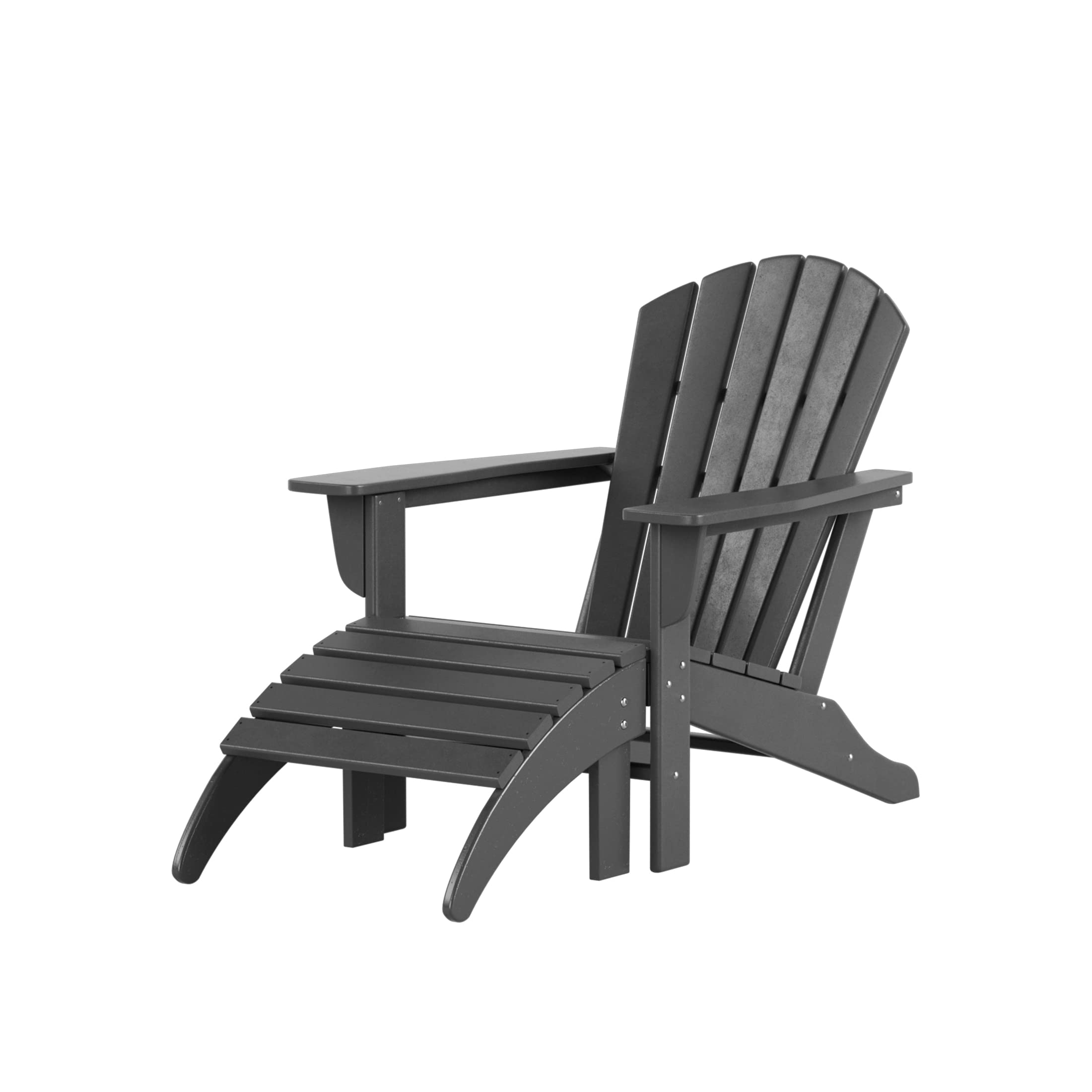 **WO Home Furniture HDPE Outdoor Adirondack Chair with Footrest Ottoman - All-Weather, UV-Resistant, Durable Patio Furniture for Backyard, Garden, Balcony, Porch - Perfect for Relaxing & Lounging**