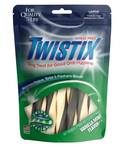 Natural Vanilla Mint Dental Dog Treats for Large Dogs 30lbs+ | Wheat Free, Grain Free | 5.5oz Pack of 12 | Freshens Breath & Supports Oral Health - Perfect for Daily Teeth Cleaning & Training Rewards
