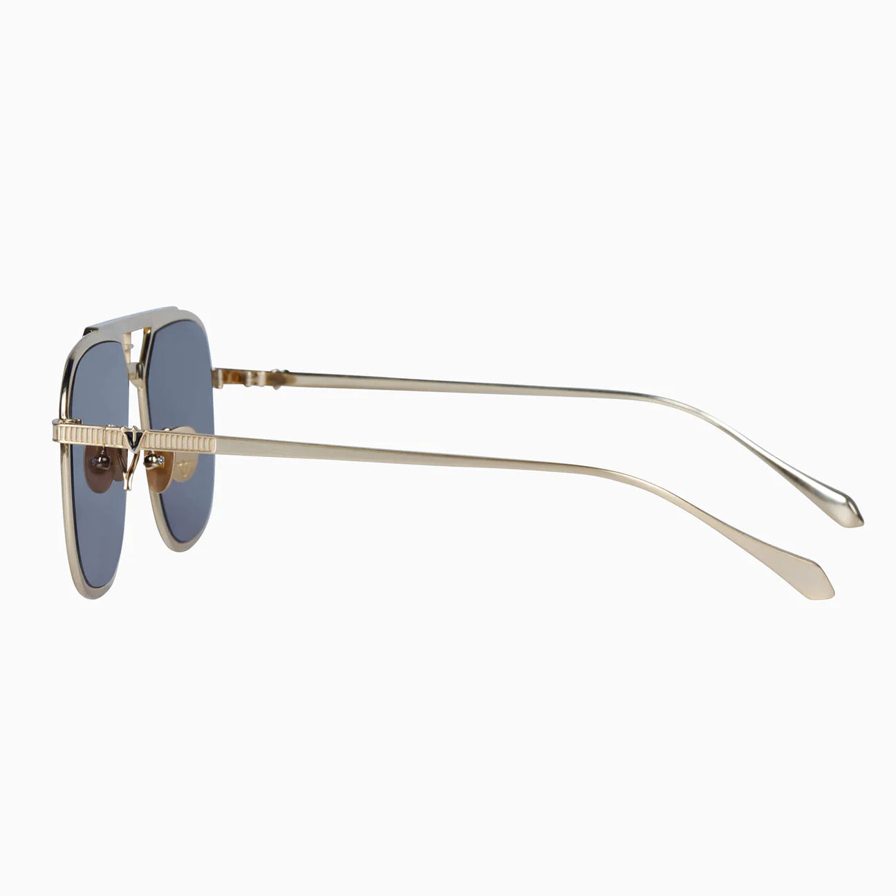 Capita Brushed Gold Titanium Sunglasses with Black Lens - Stylish UV Protection for Outdoor Activities & Driving